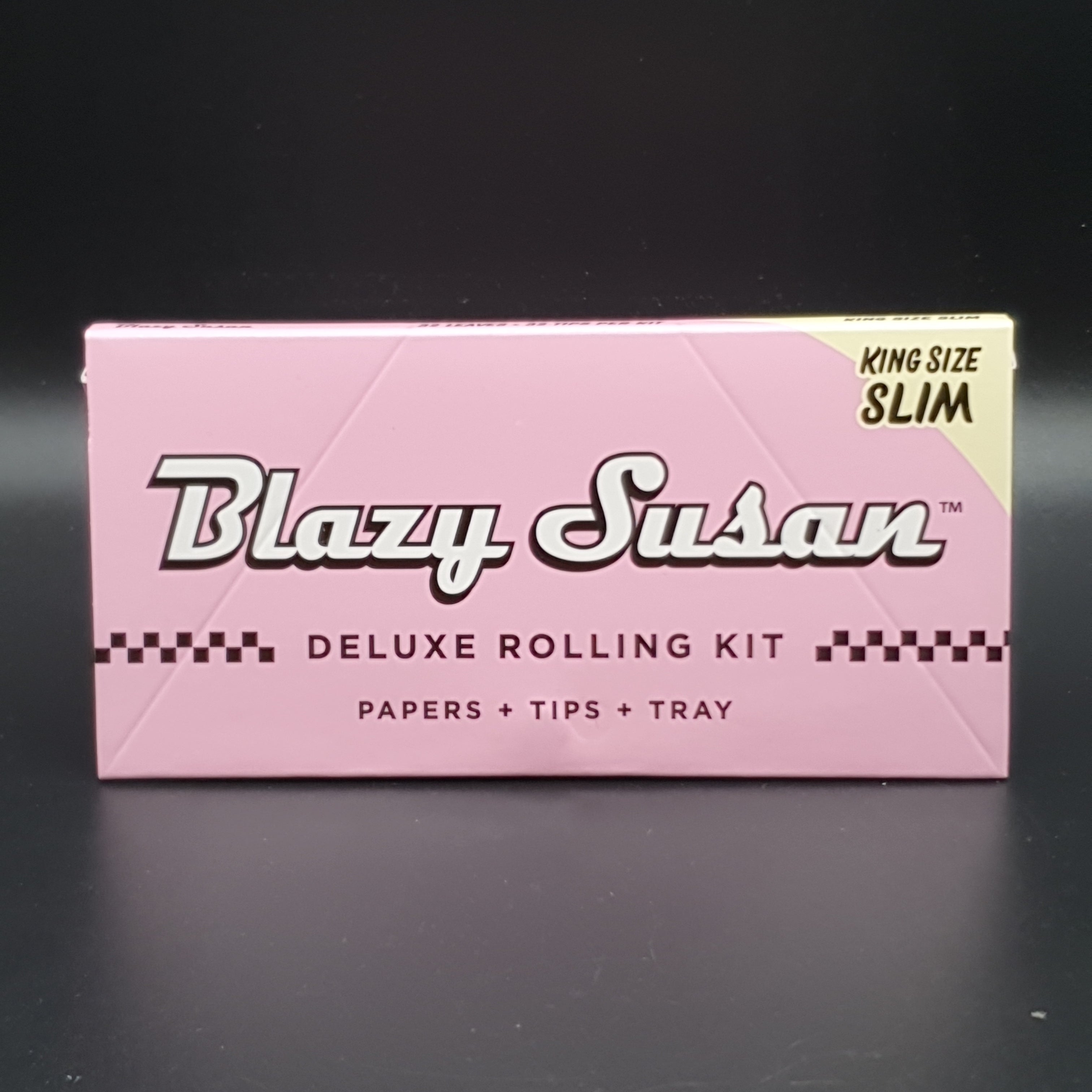 Blazy Susan Pink Rolling Papers - Kingsize Slim with Tips & Rolling Tray