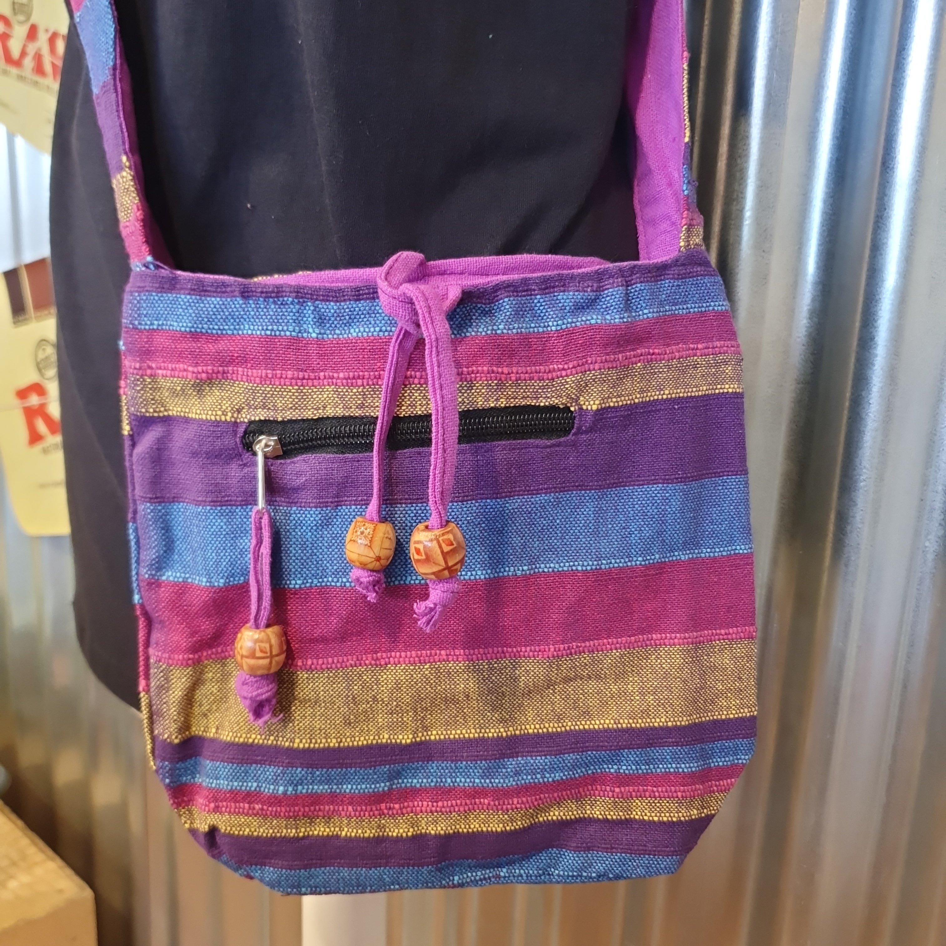 Handmade Shoulder Bag from India - Purple Stipes