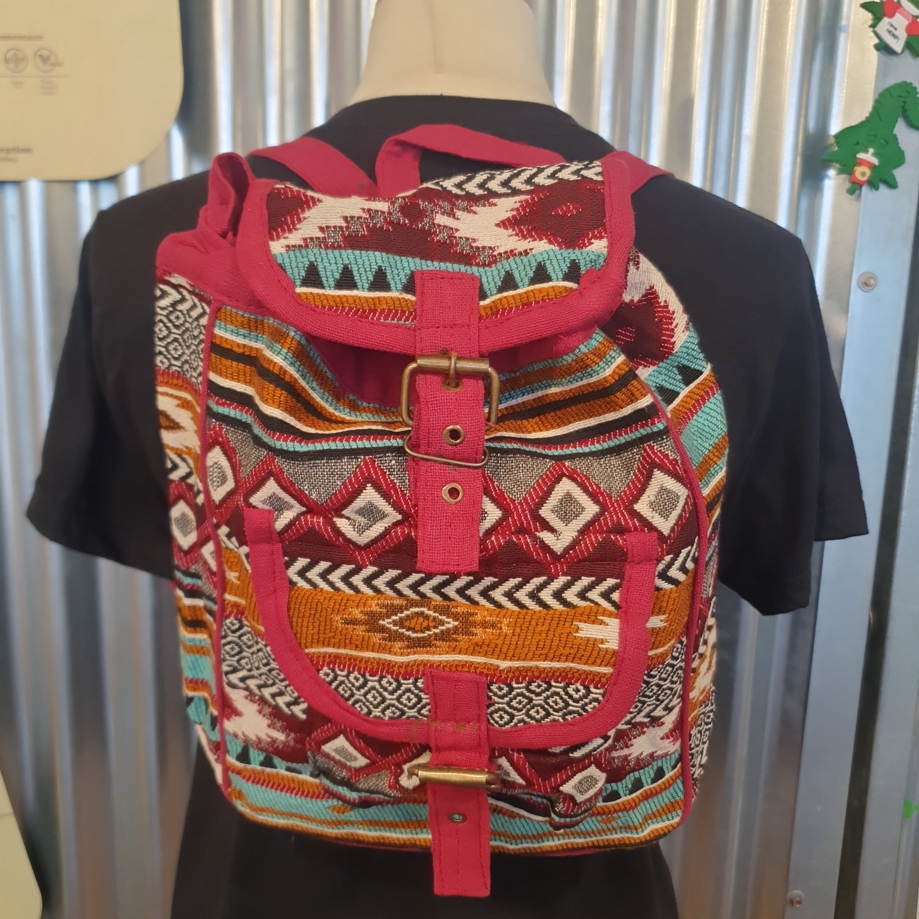 Handmade Jacqard Backpack from India - Chocolate