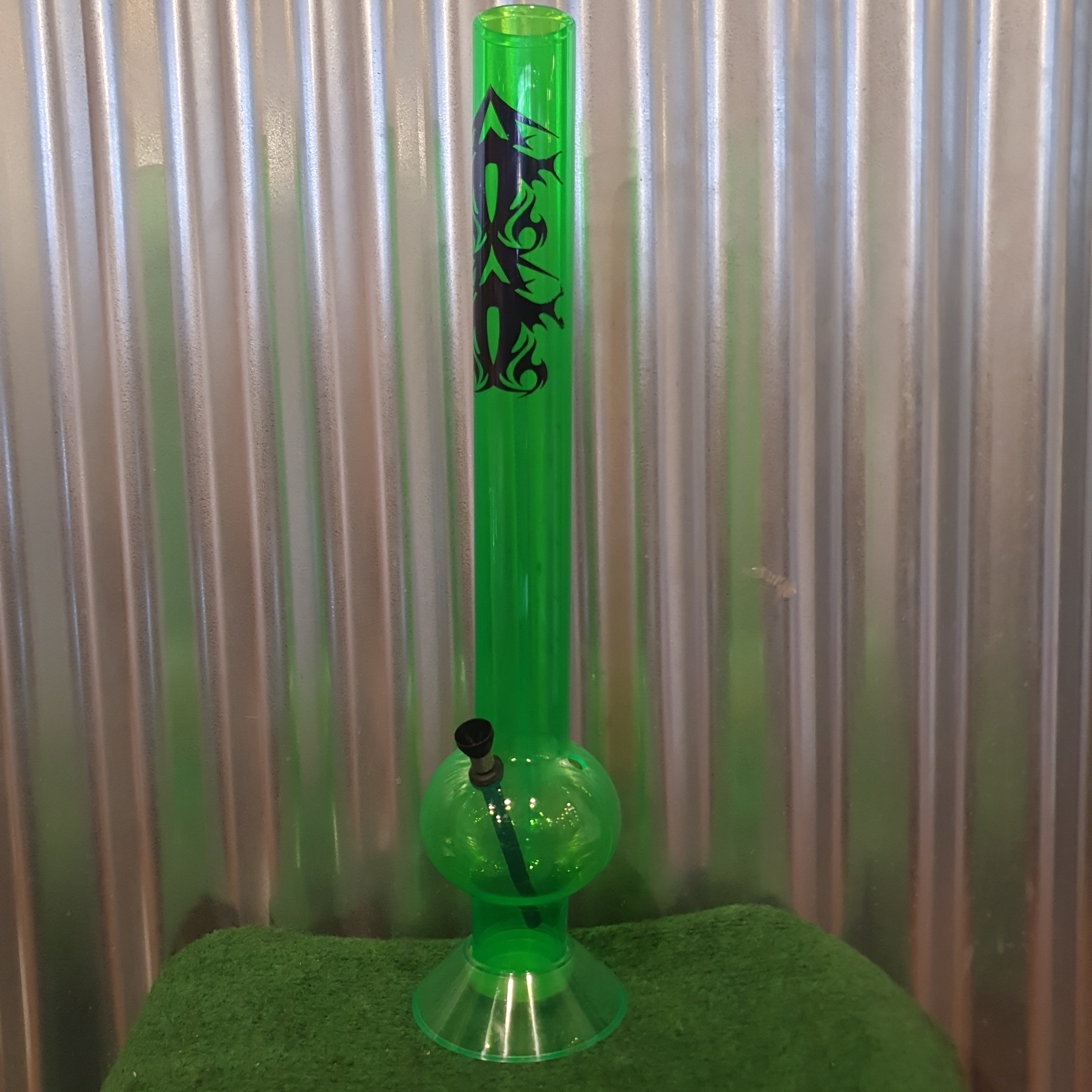 Large Plastic Bong - 50cm - Green Tribal