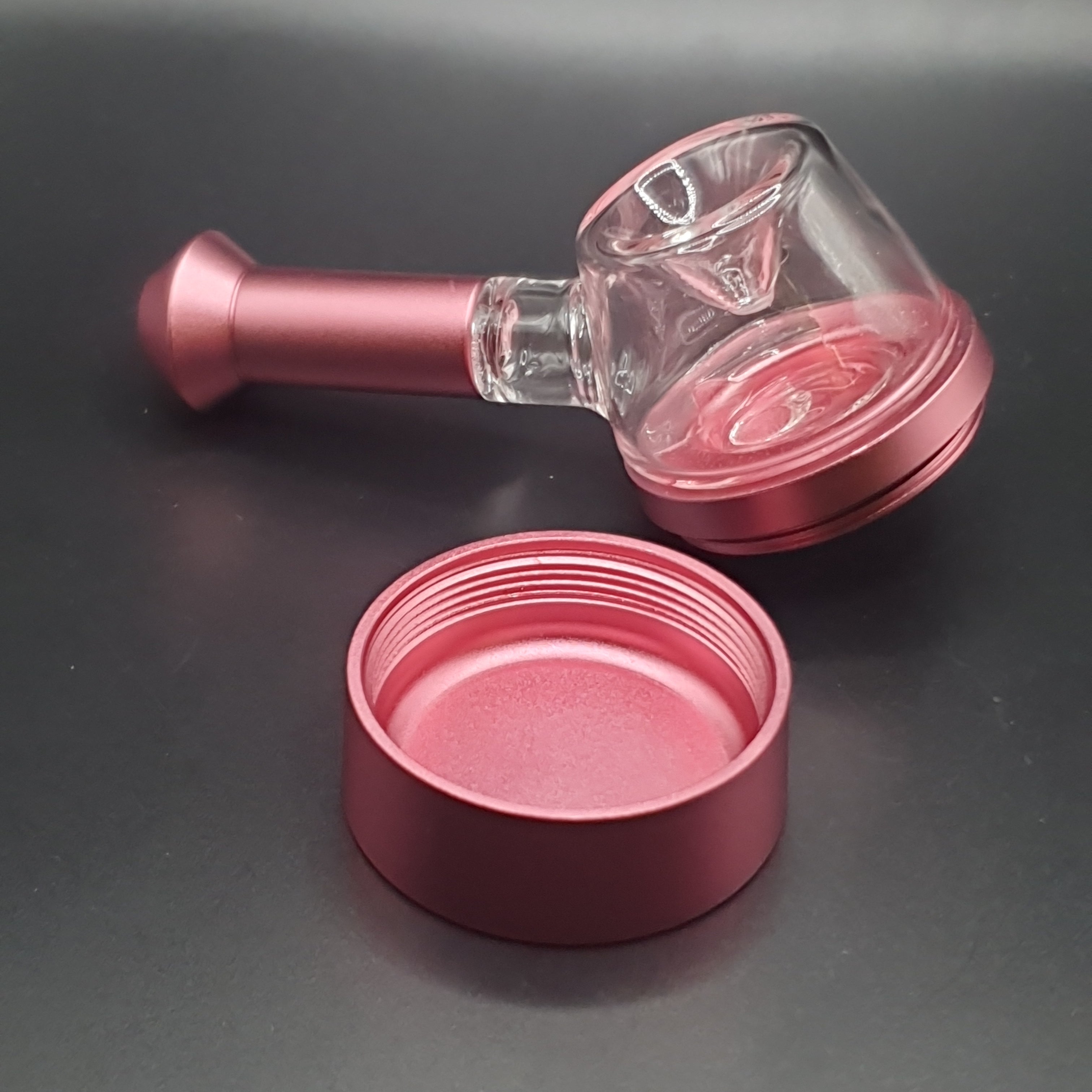 Aluminium Pipe with Glass Bowl - Pink