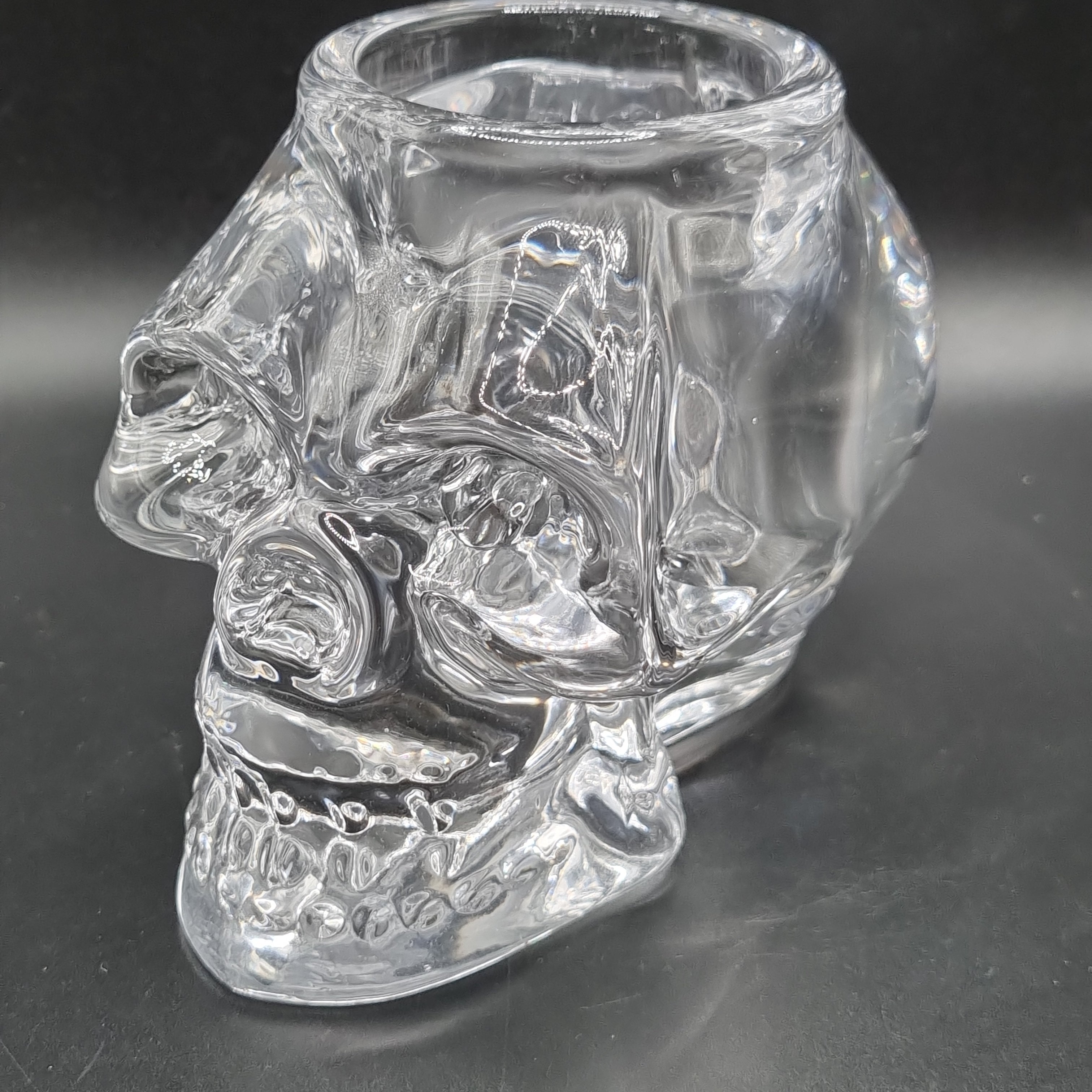 Glass Skull Candle Holder