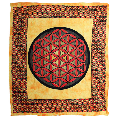 Cotton Bedspread / Wall Hanging - Flower of Life - Double