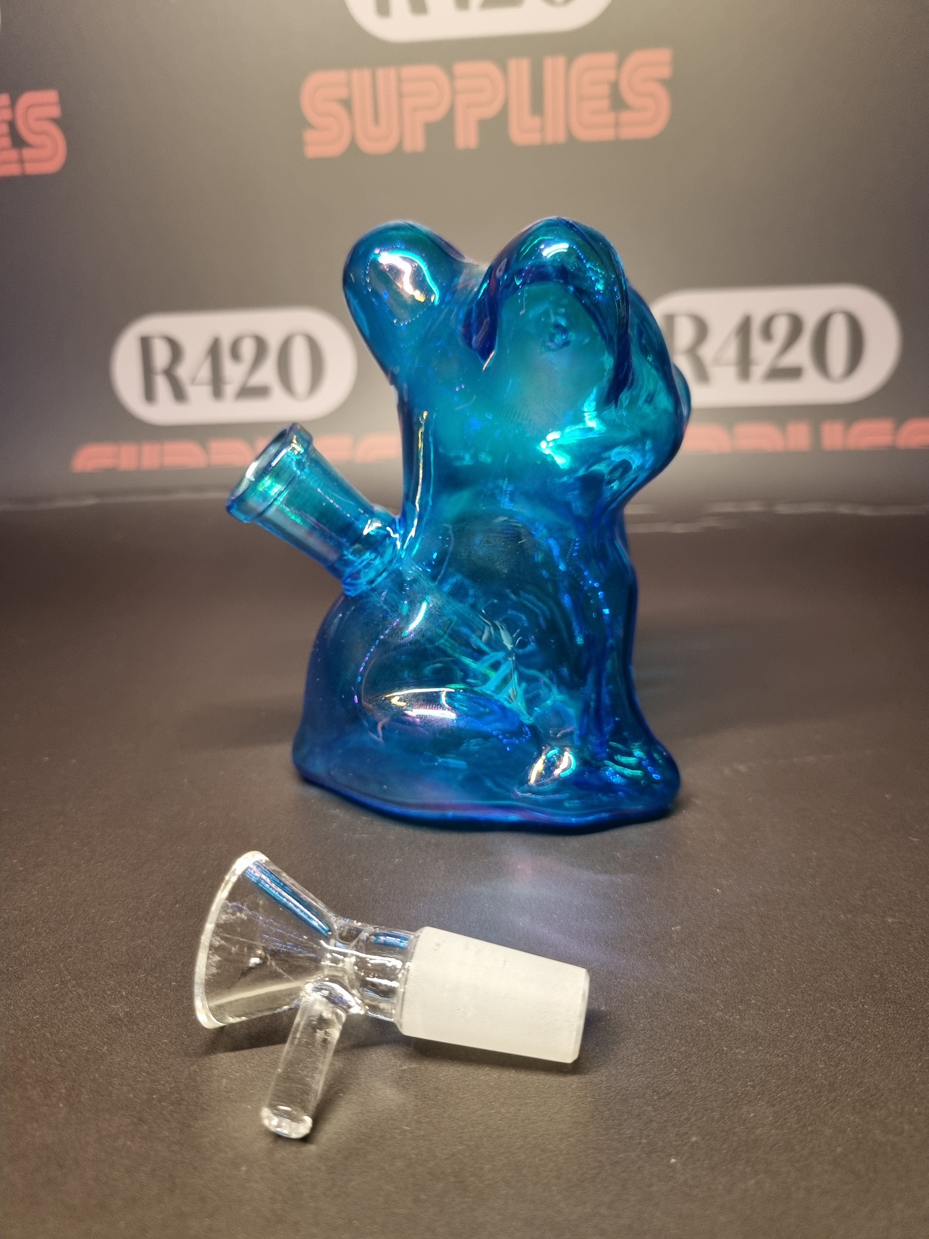 Frenchie Glass Bong -11cm - Blue