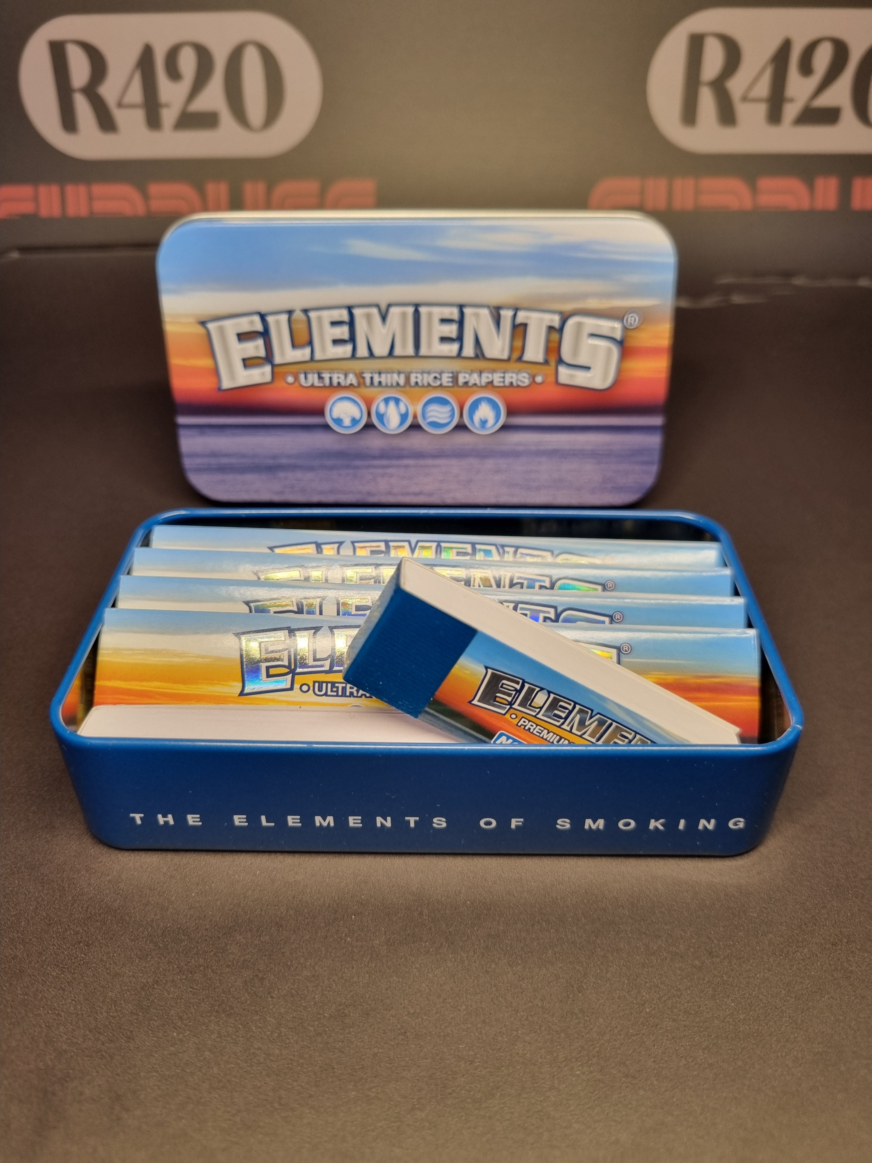 Elements Kingsize Rice Paper Smoking Set - Papers, Tips + Metal Tin