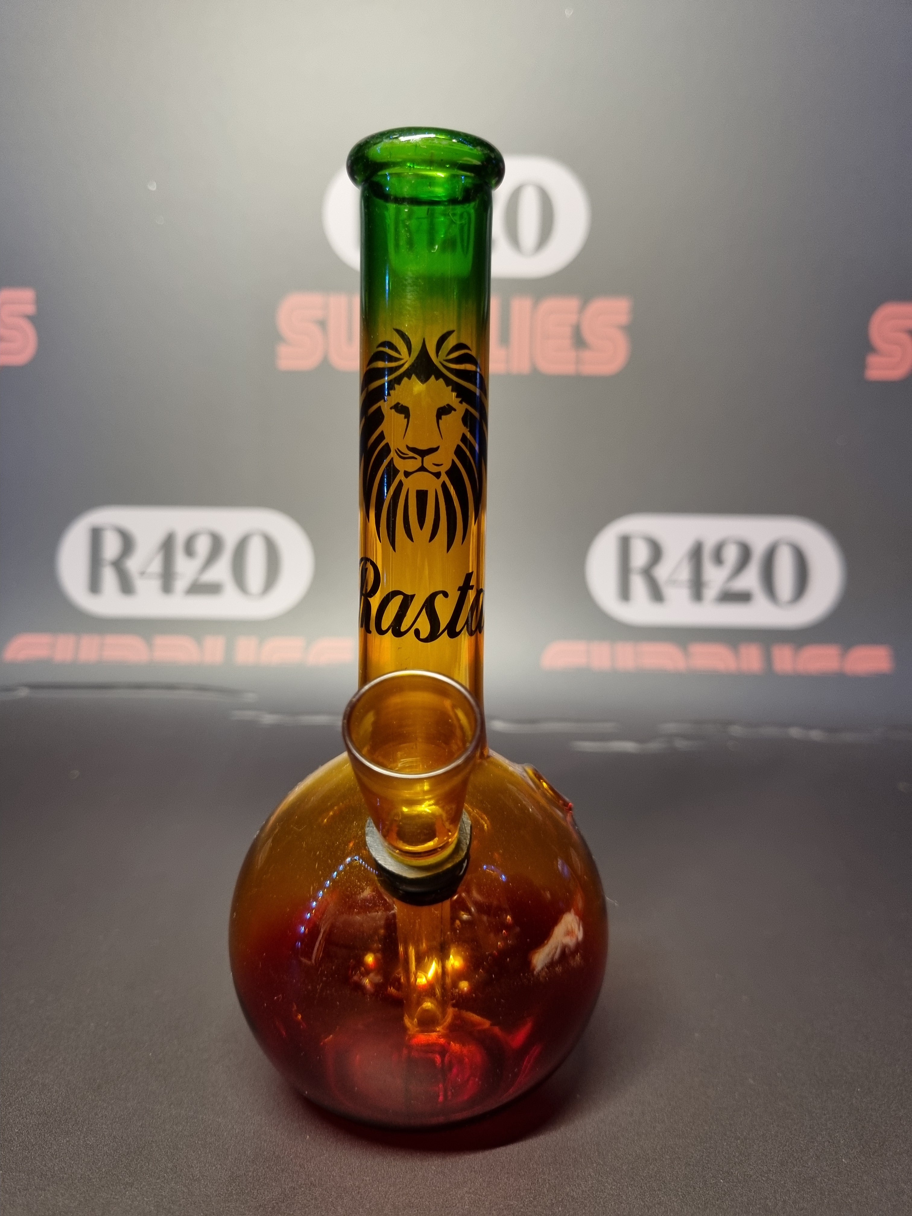 Micro Glass Bong - Rasta - H: 16cm