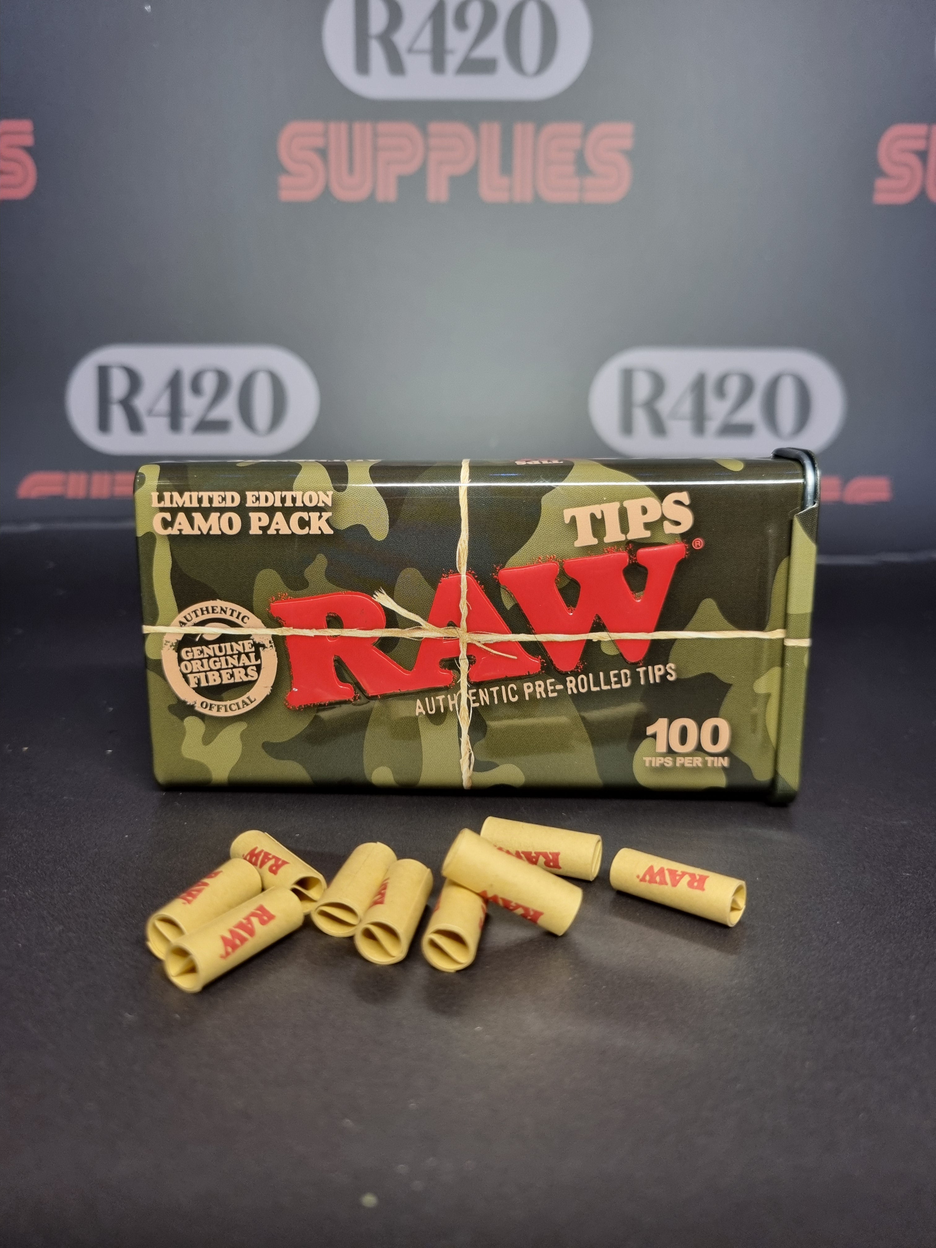 RAW Pre-Rolled Tips Tin 100 - Camo (limited edition)