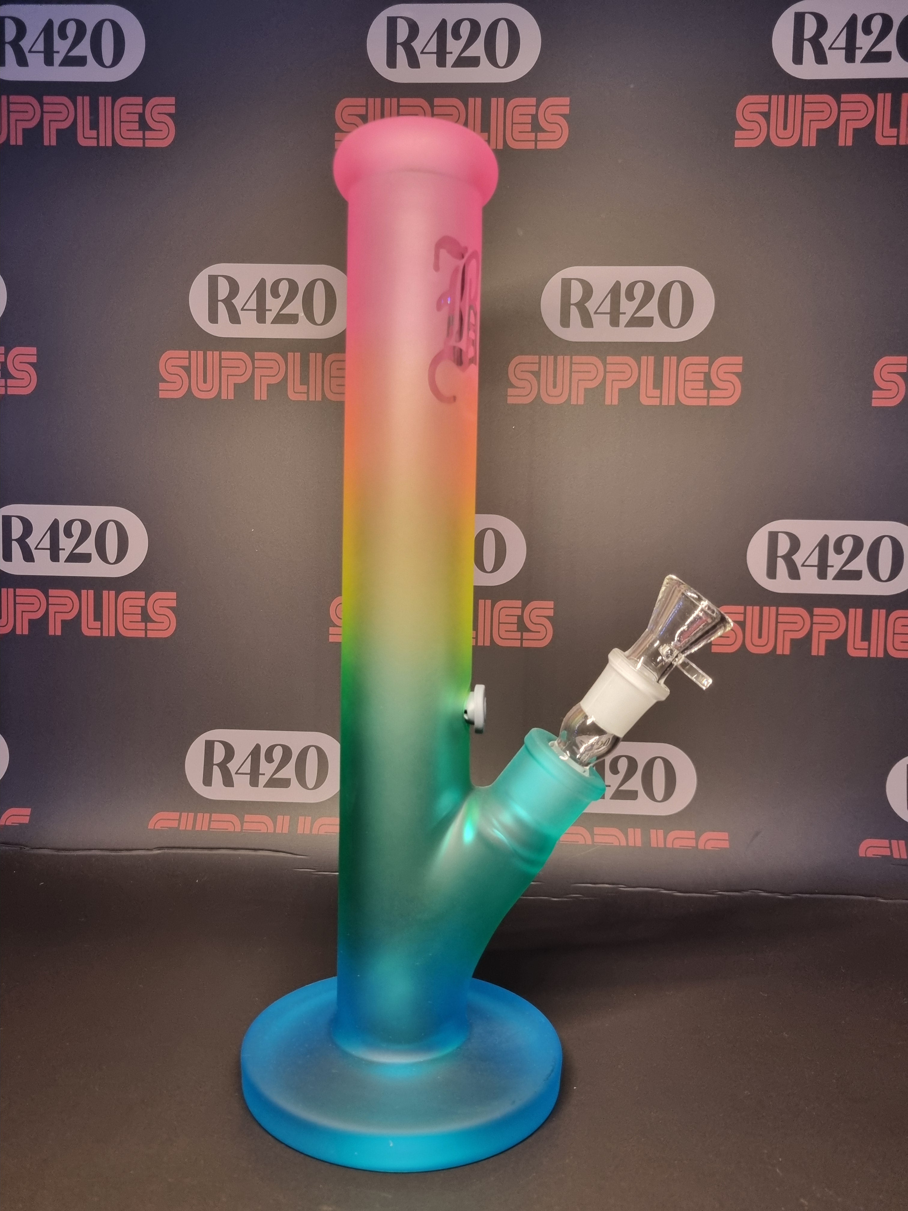 Black Leaf Tower Style Bong - Rainbow Coloured - H: 36cm