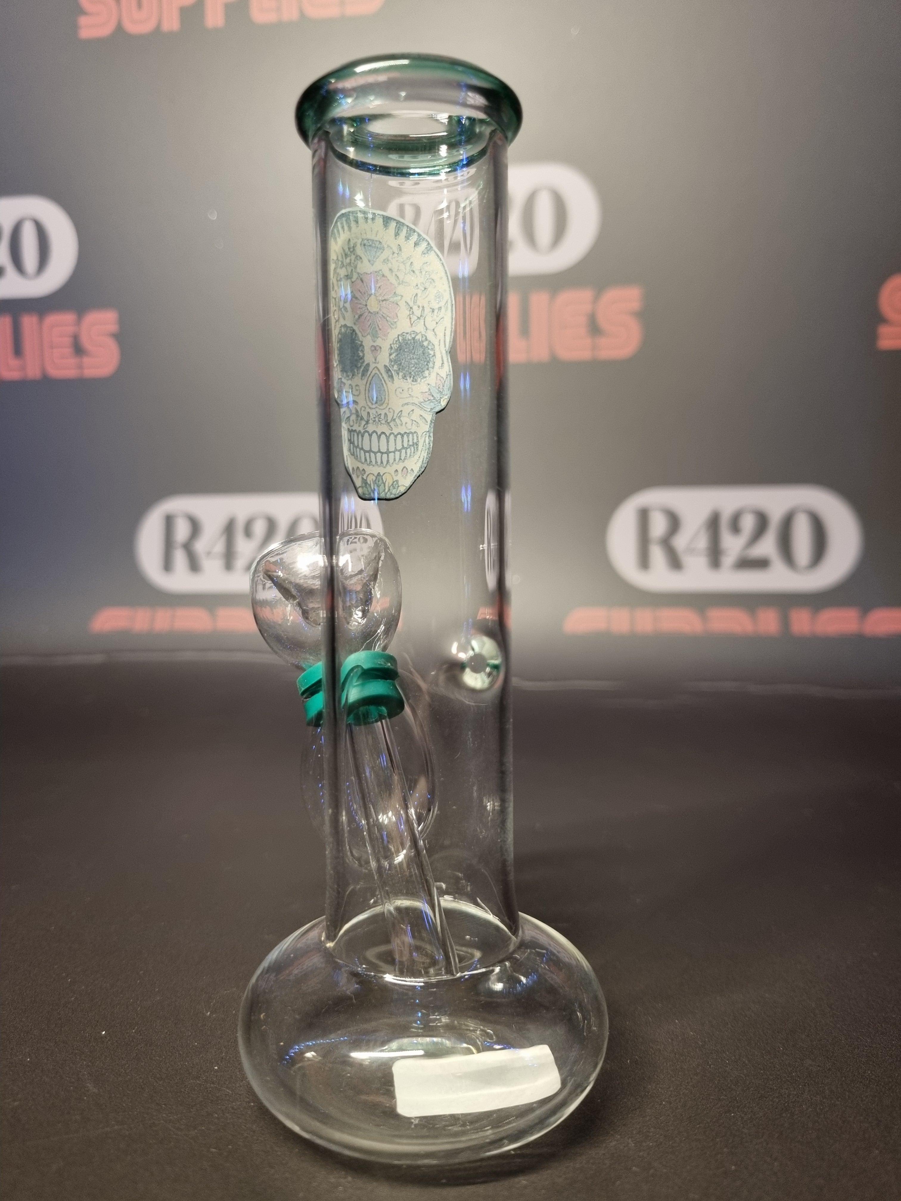 Mini Glass Bong - 150mm - Sugar Skull