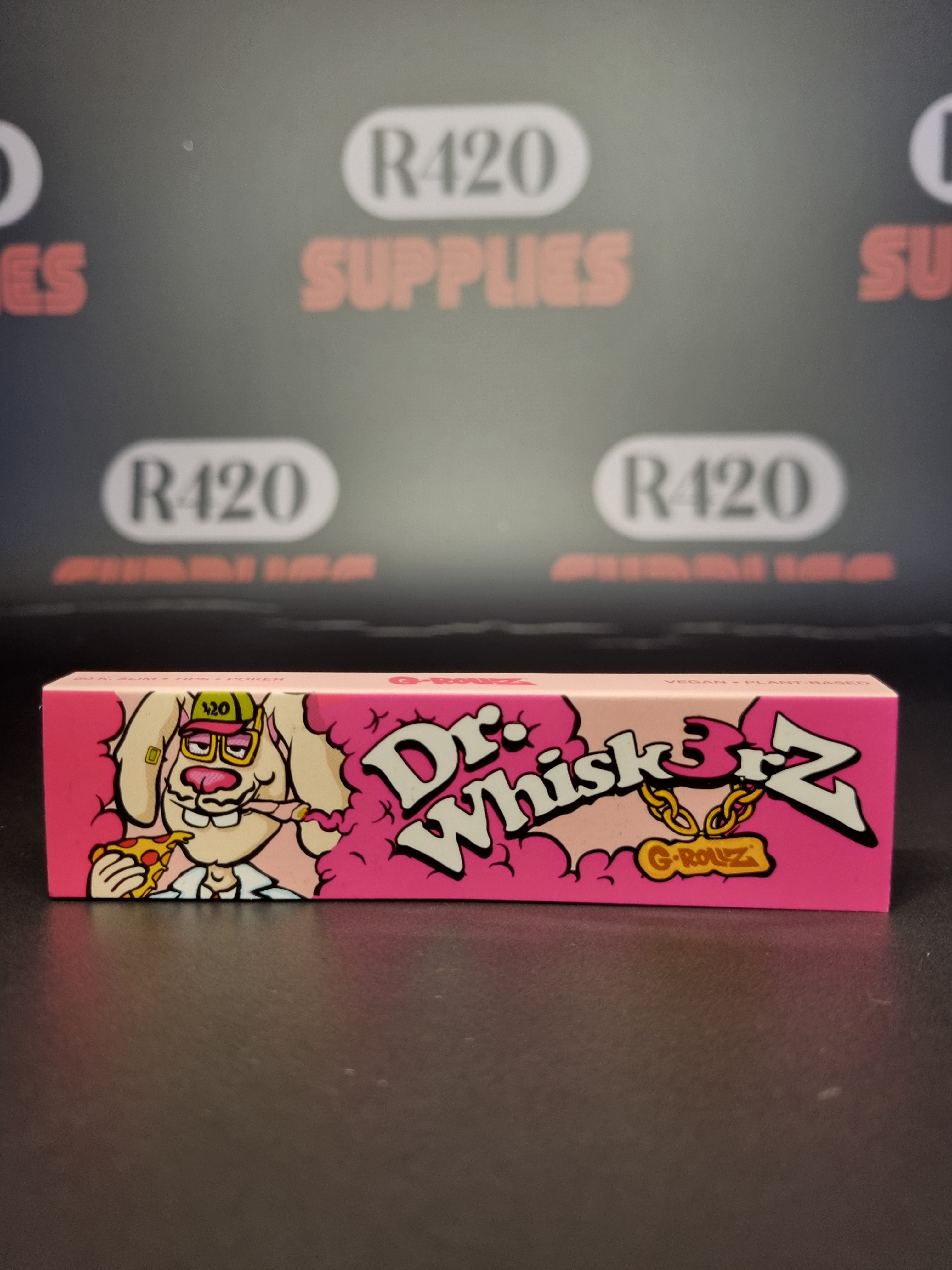 G-Rollz "Dr. Whisk3rz" Pink Kingsize Slim Rolling Papers, Tips & Poker