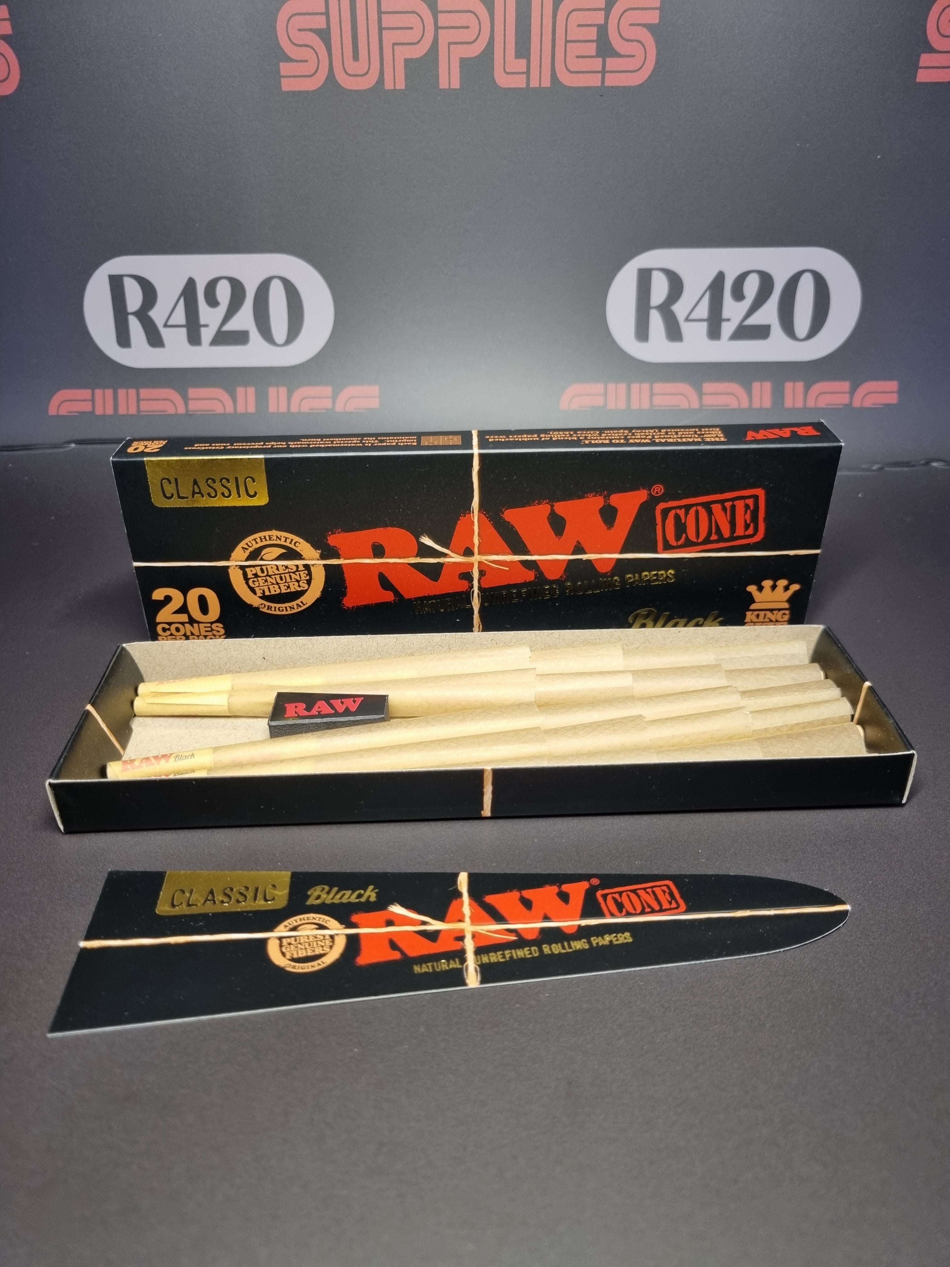 RAW Black Kingsize Cones - 20 Pack