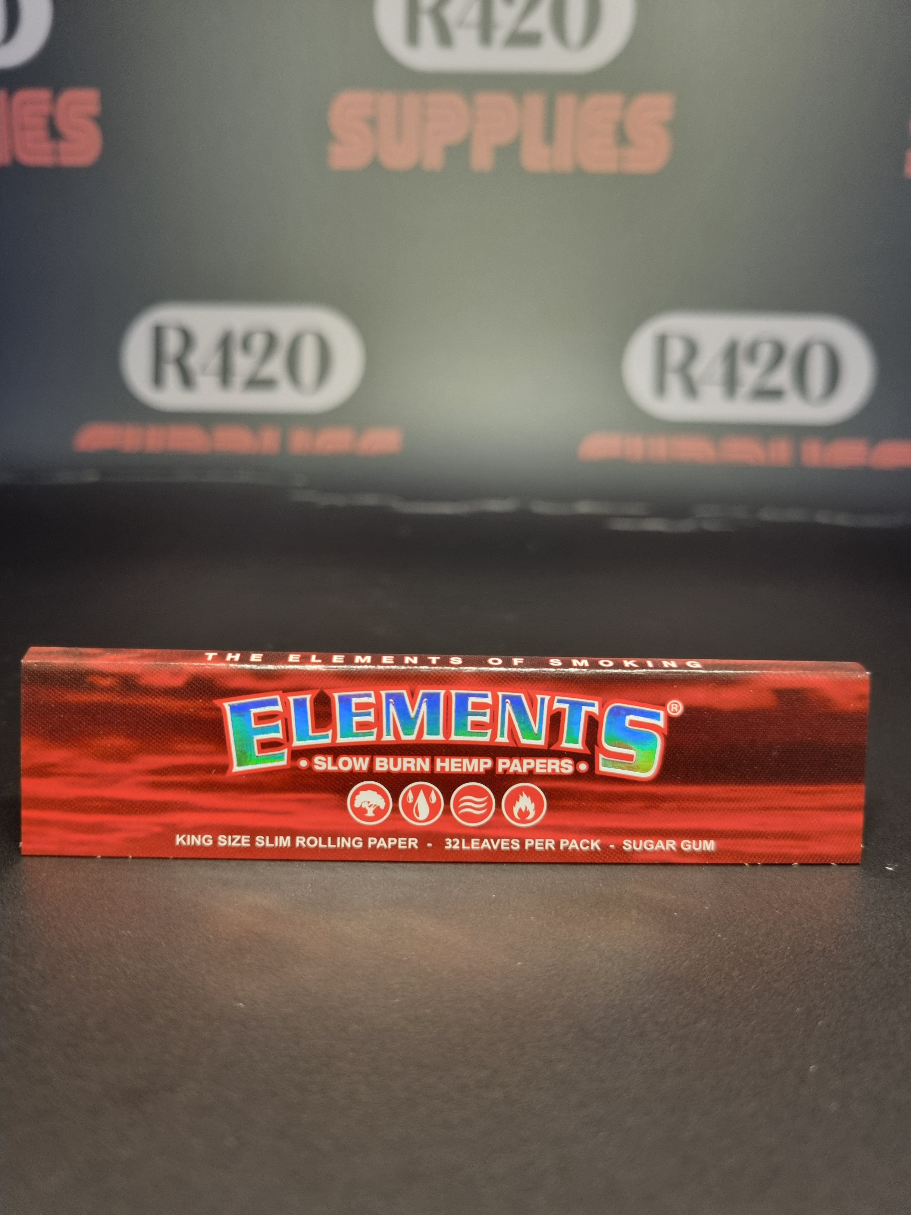 Elements Red Kingsize Slim  - Slow Burn Hemp Papers