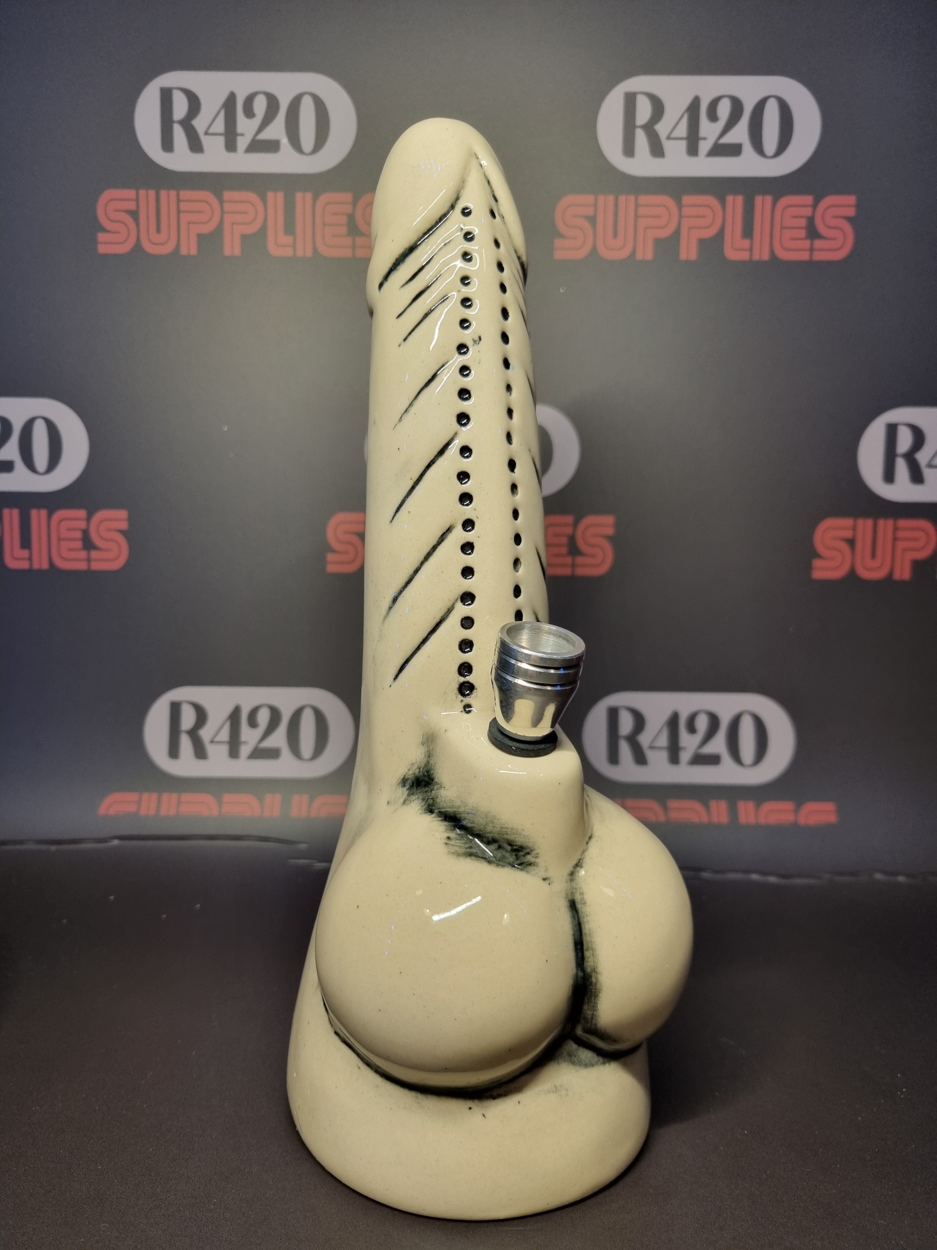 Ceramic Penis Shaped Bong - 29cm - White