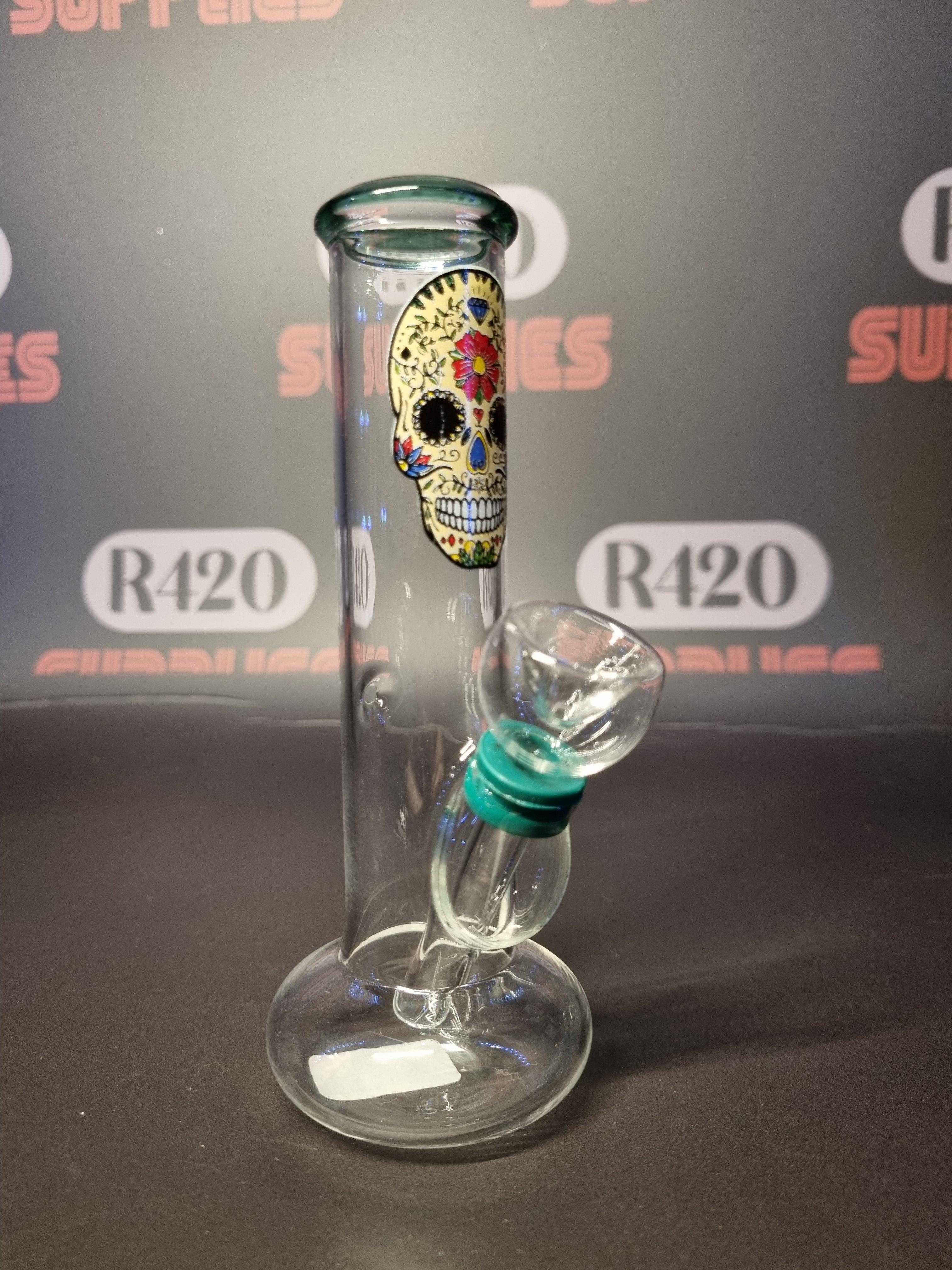 Mini Glass Bong - 150mm - Sugar Skull