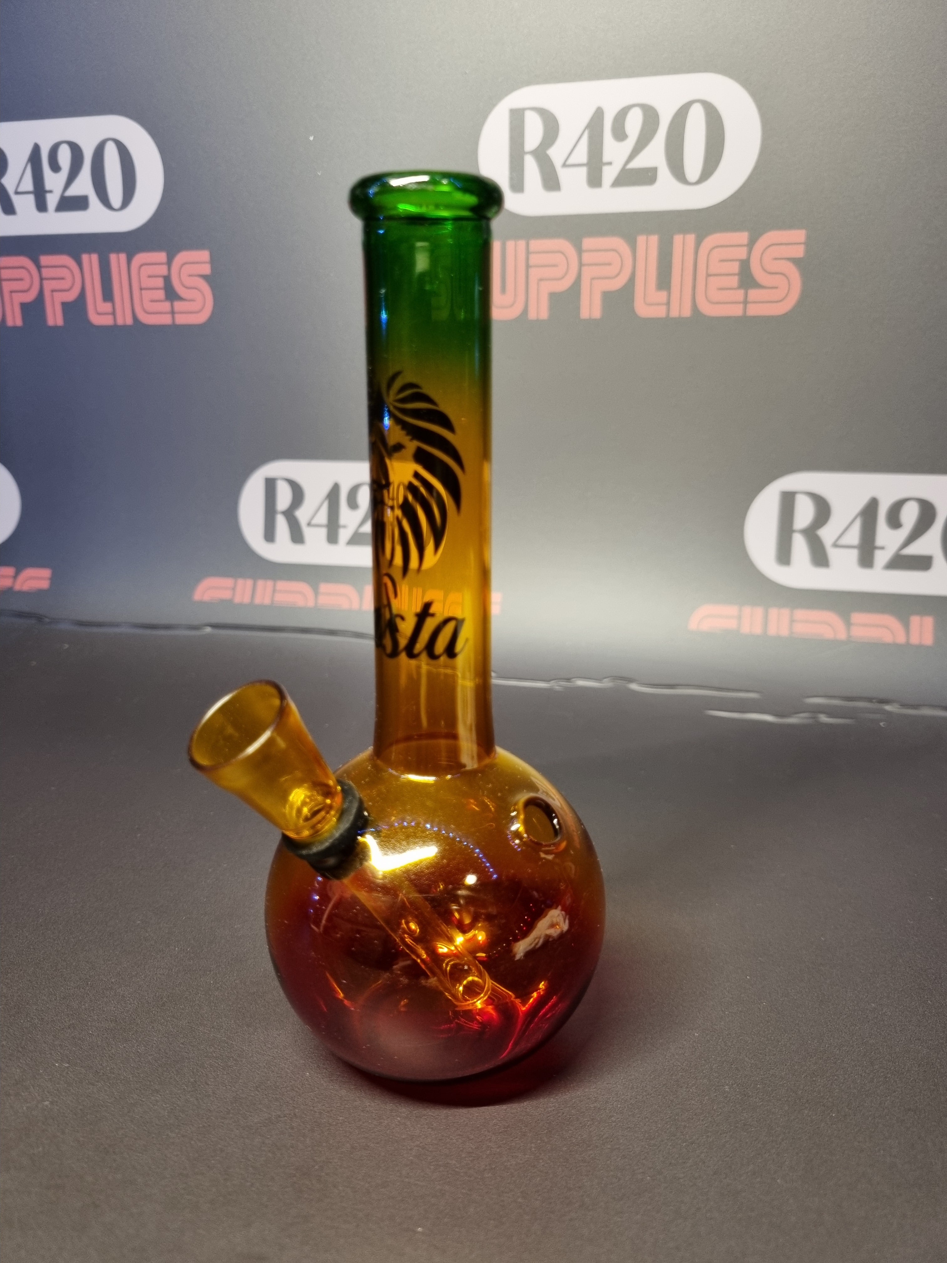 Micro Glass Bong - Rasta - H: 16cm