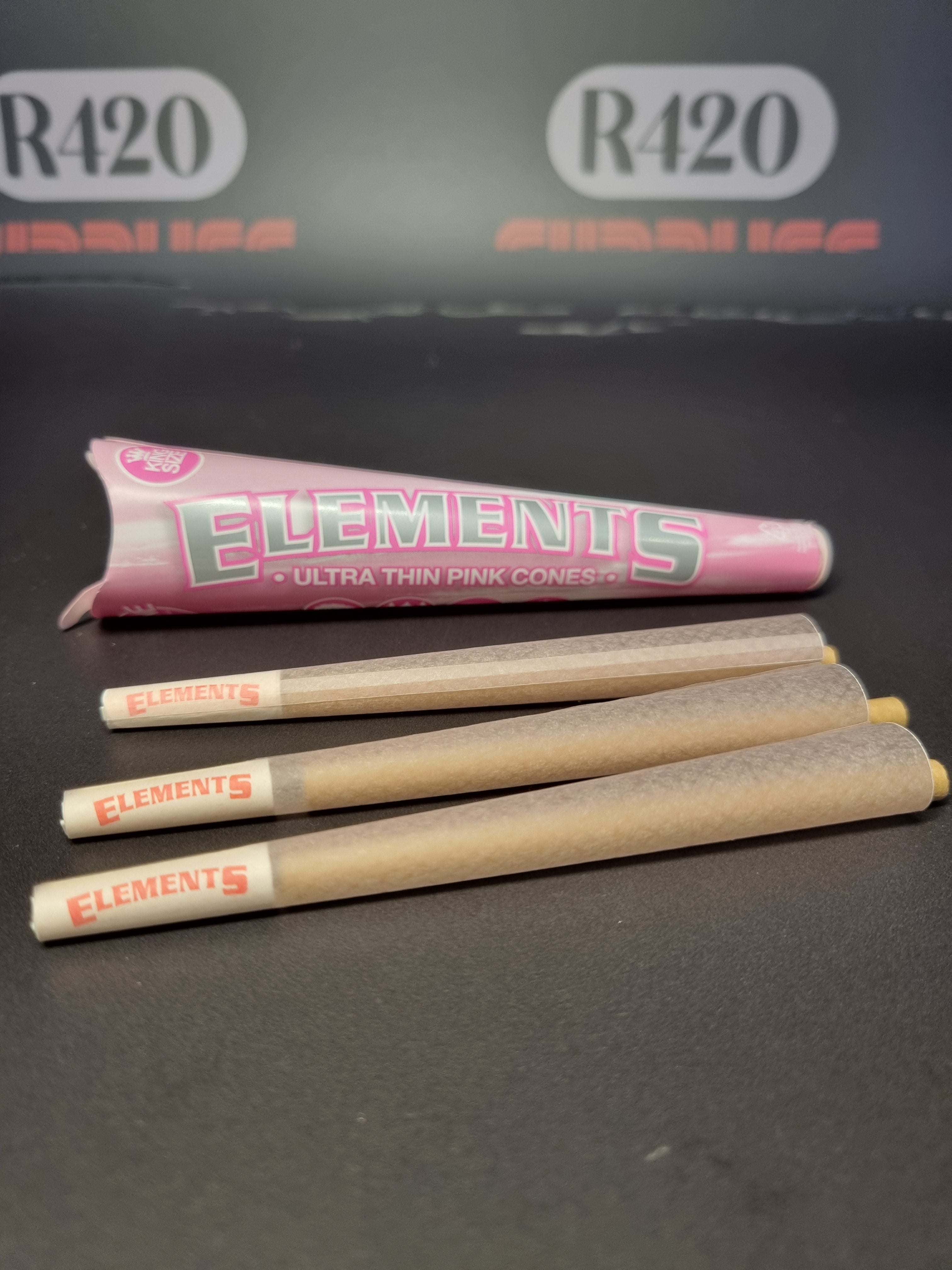 Elements PINK Pre-Rolled Cones - Kingsize - 3 Pack