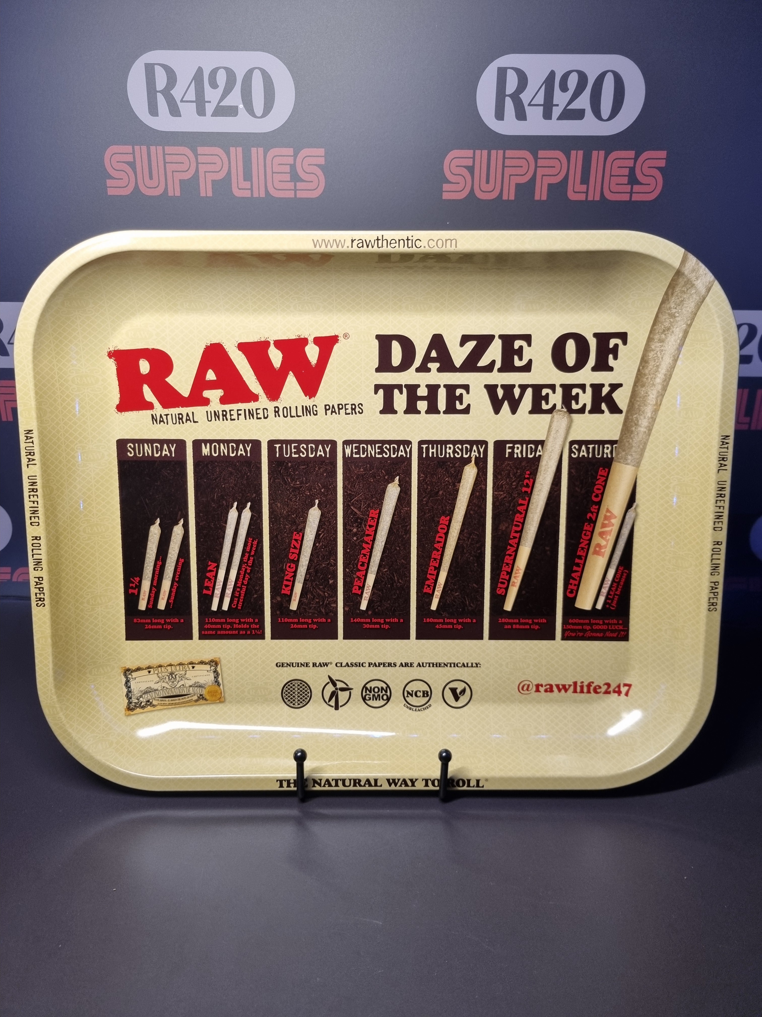 RAW Metal Rolling Tray - Daze of the Week - Large