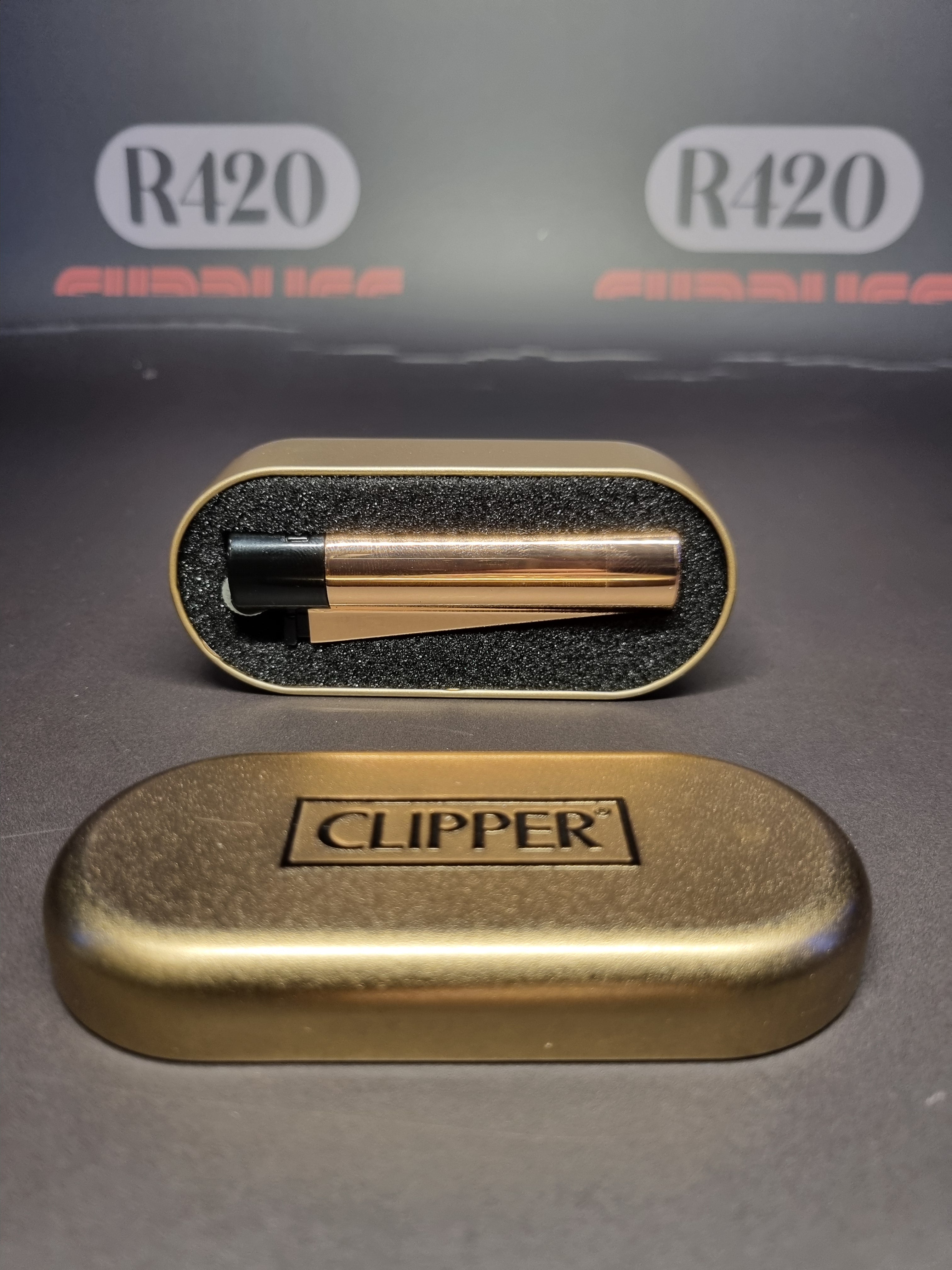 Metal Clipper Lighter + Giftbox - black rose