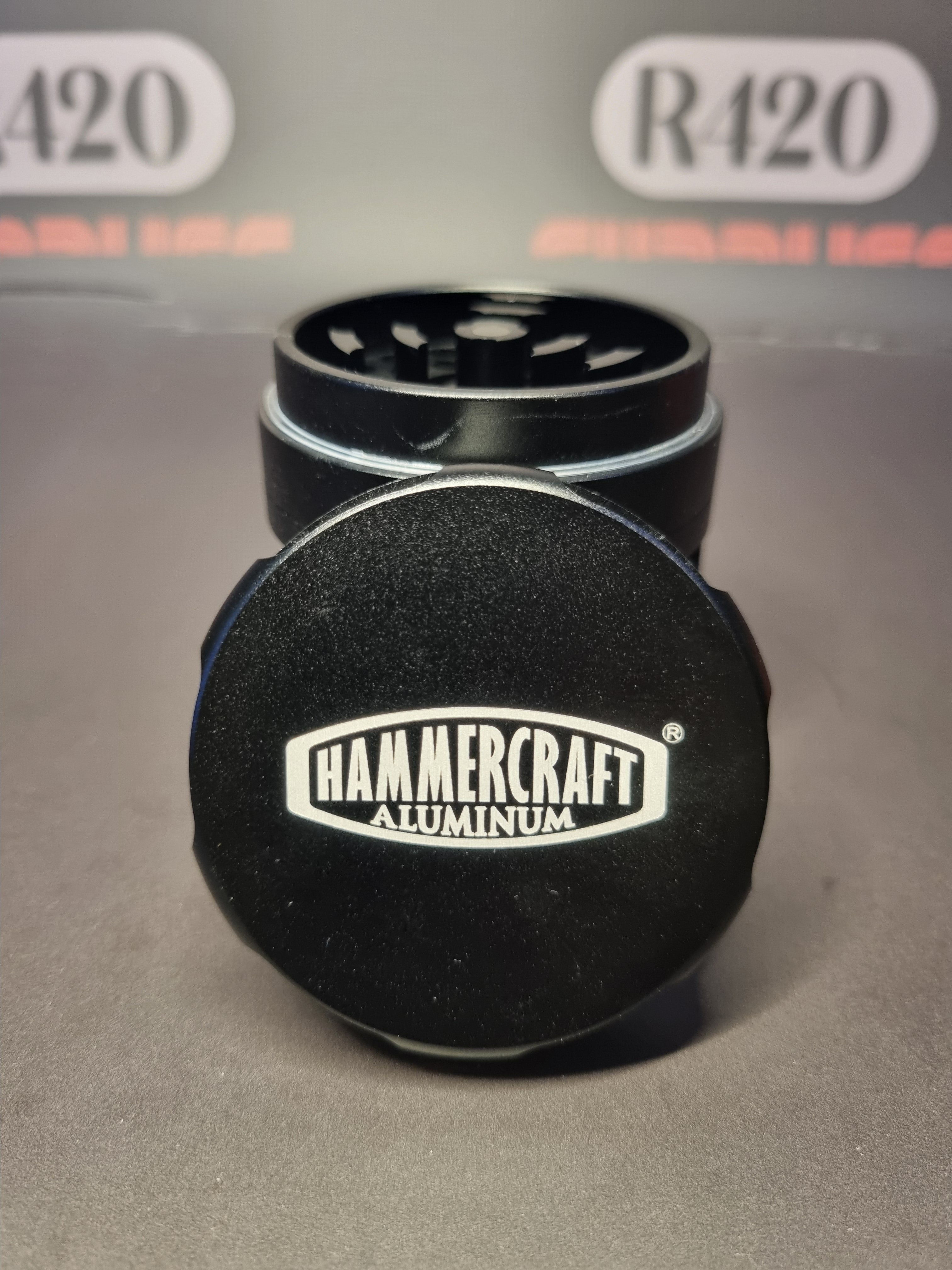 Hammercraft Black Aluminium Grinder with Window - 61mm - 5 Part