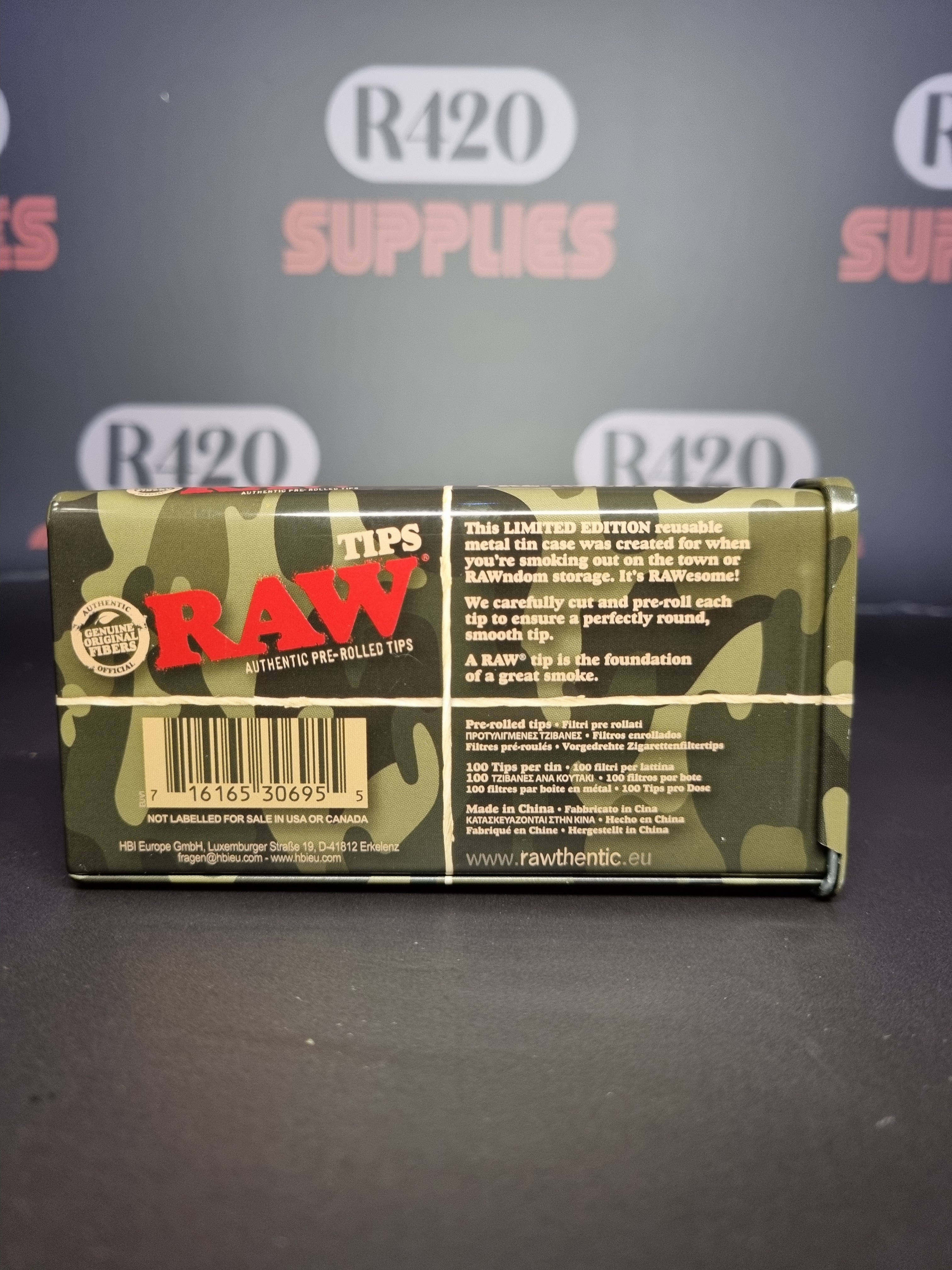 RAW Pre-Rolled Tips Tin 100 - Camo (limited edition)