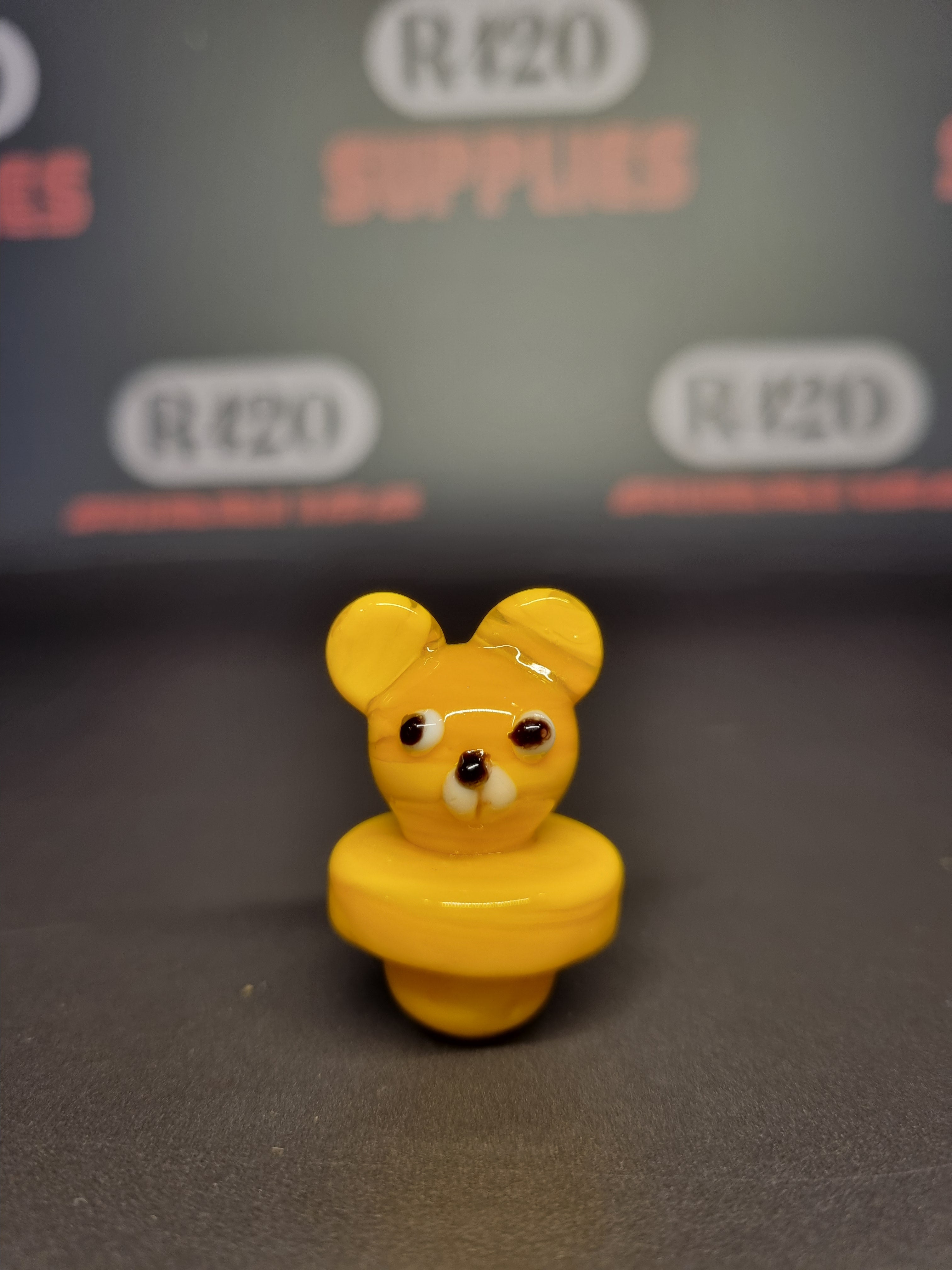 Glass Carb Cap - Bear - Mixed Colours