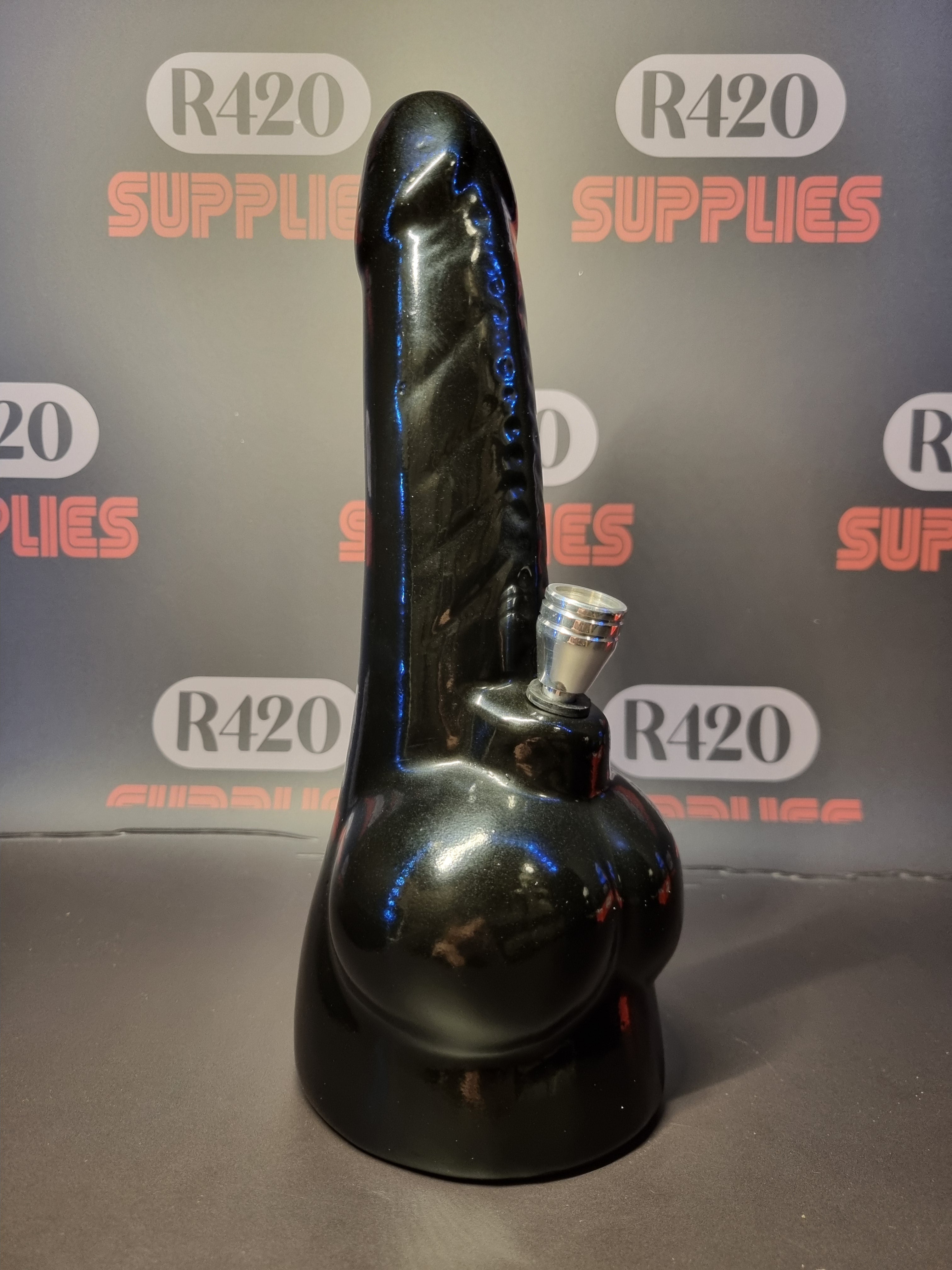 Ceramic Penis Shaped Bong - 29cm - Black