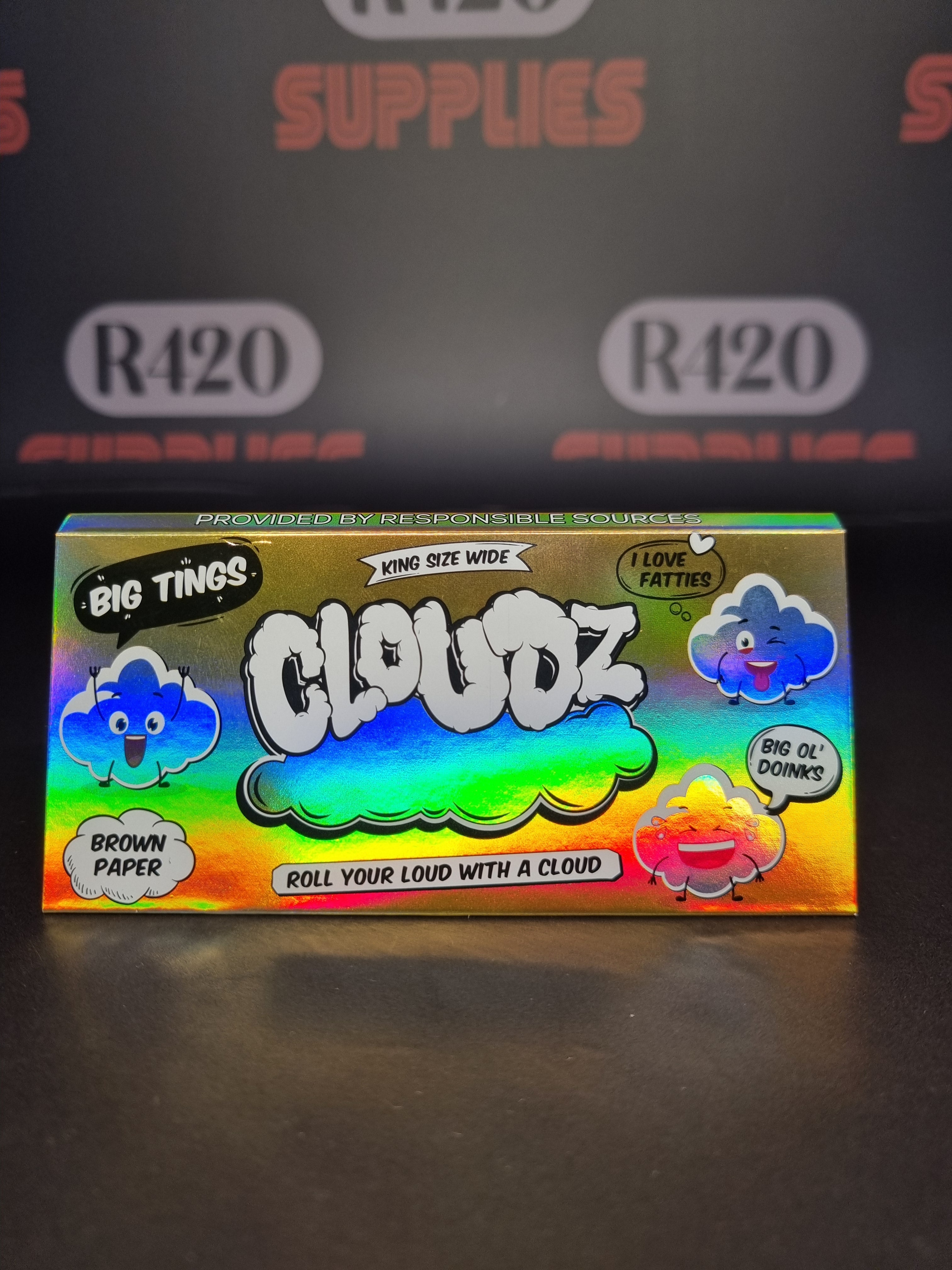 Cloudz Kingsize Wide Rolling Papers & Tips - Brown