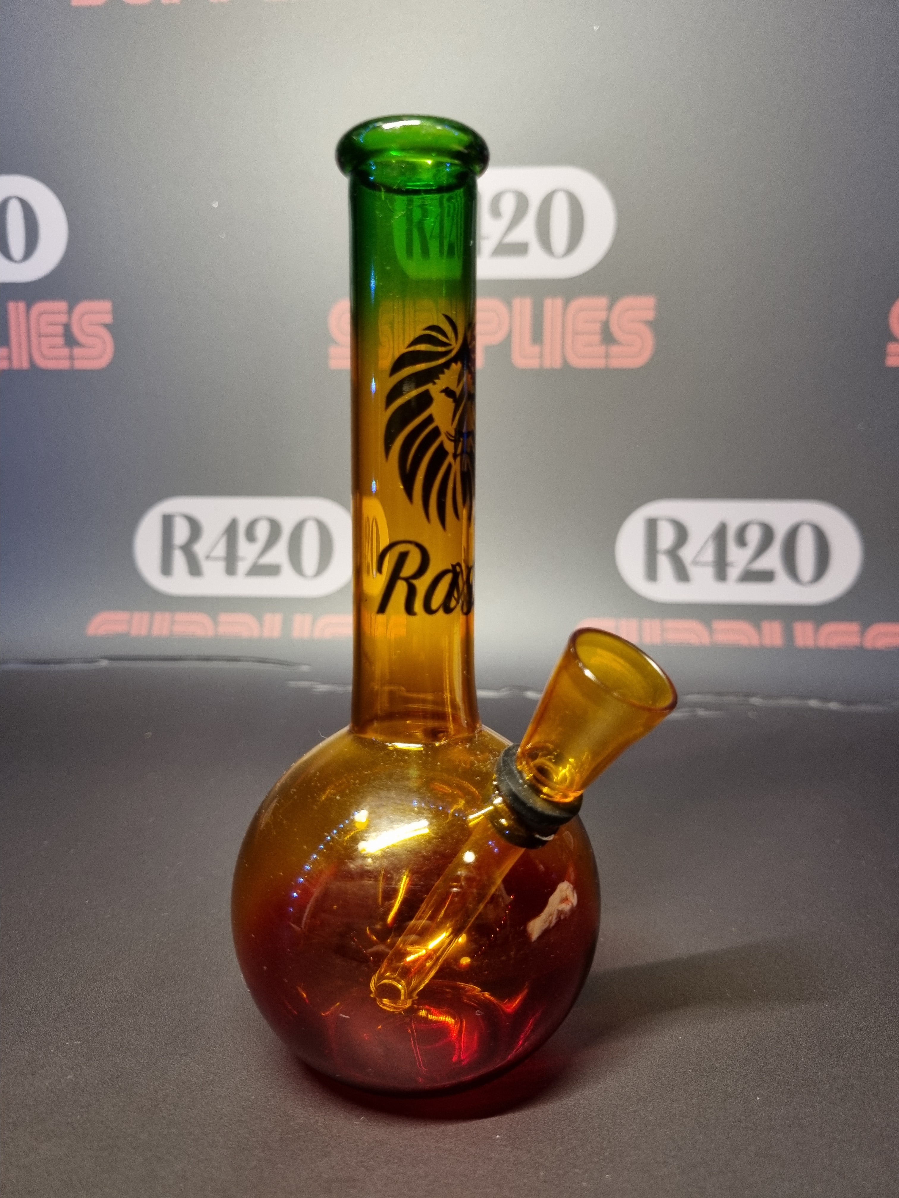 Micro Glass Bong - Rasta - H: 16cm