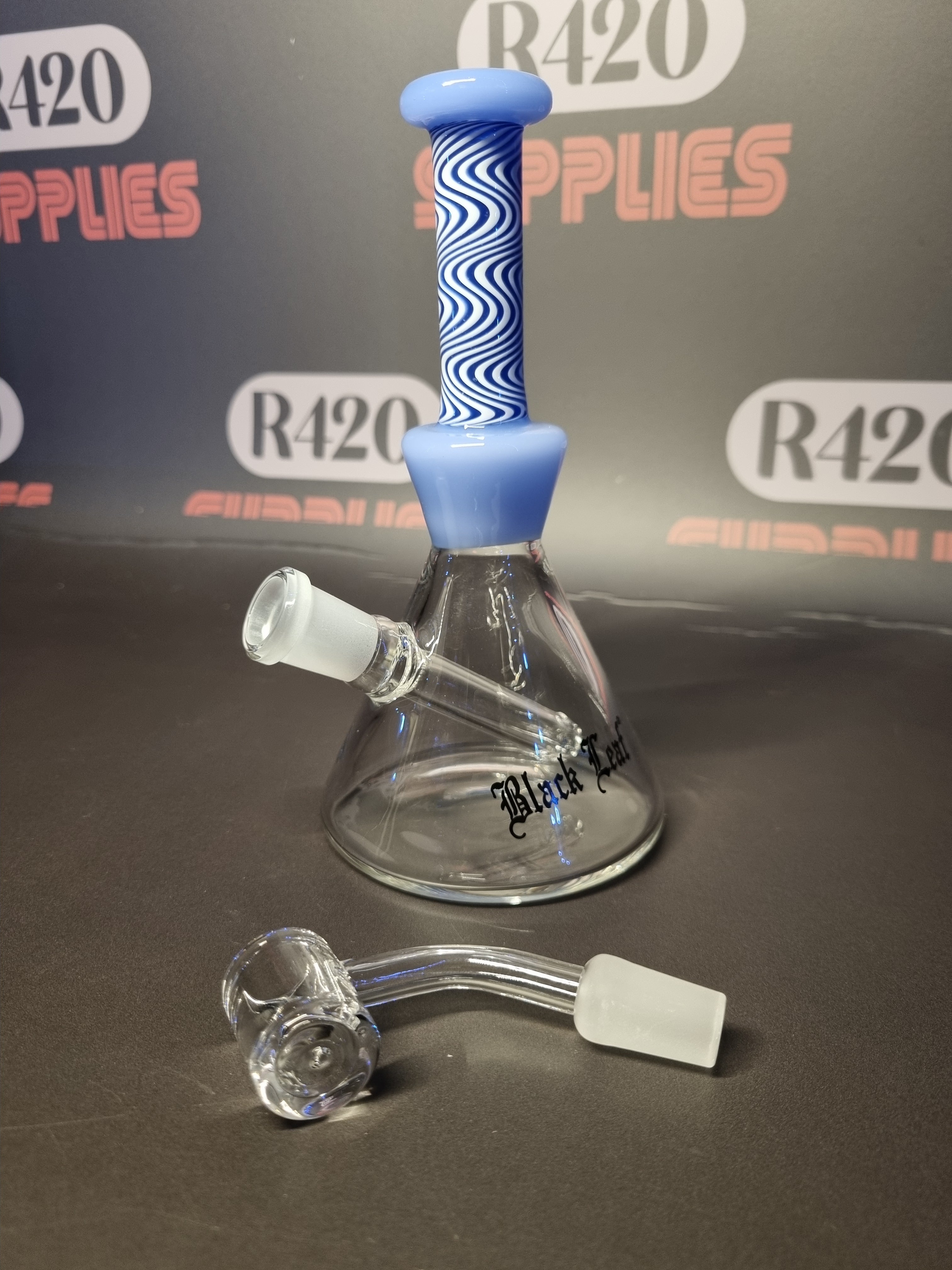 Black Leaf - Glass Dab Rig - H160mm - Blue