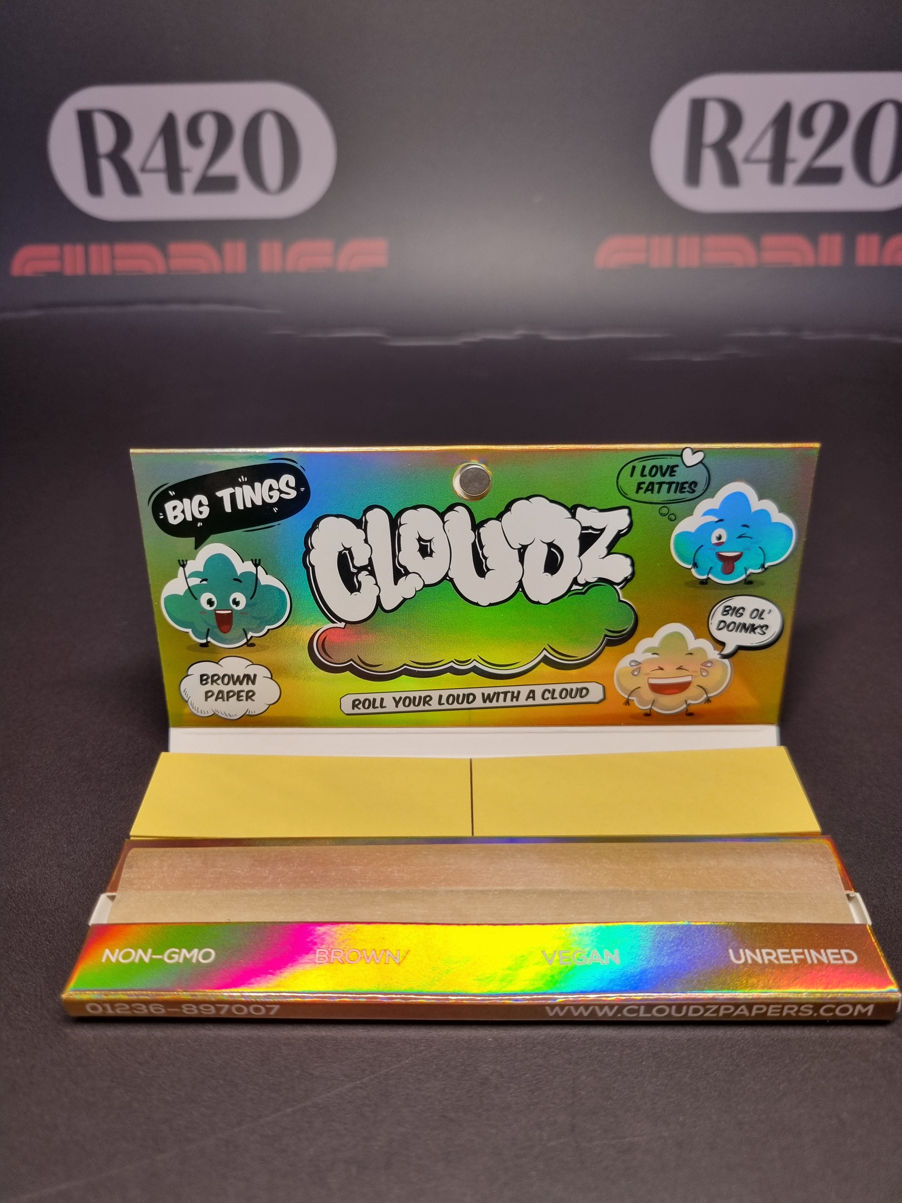 Cloudz Kingsize Wide Rolling Papers & Tips - Brown