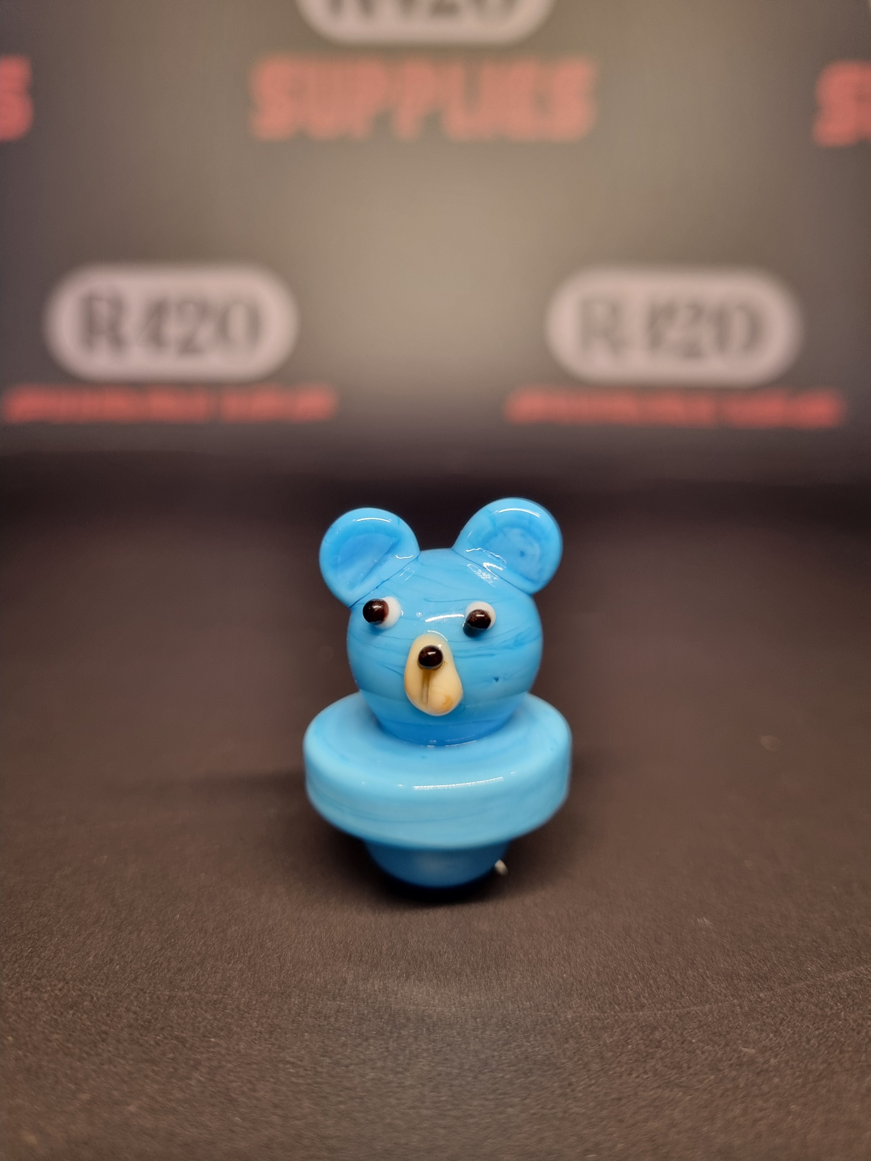 Glass Carb Cap - Bear - Mixed Colours