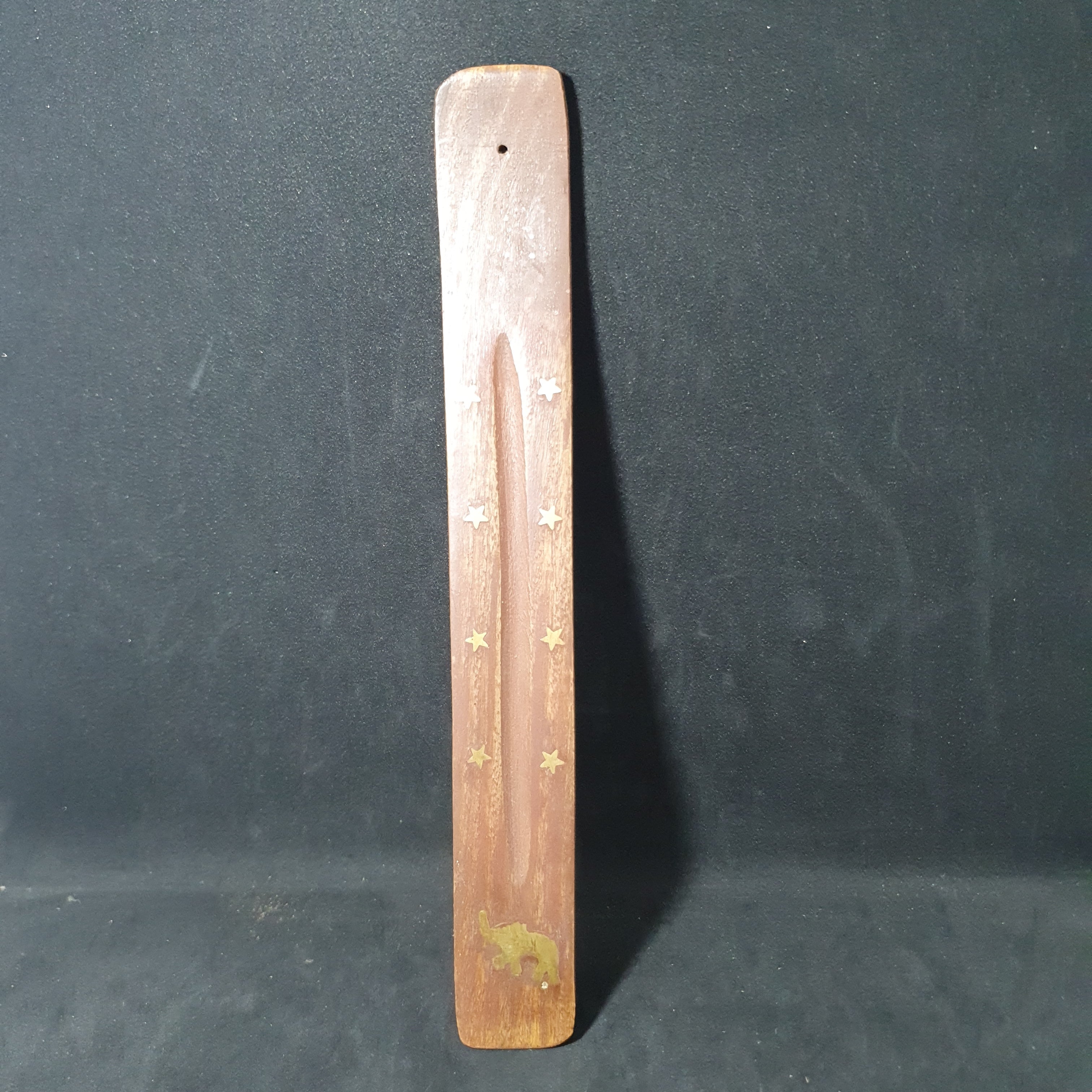 Simple Wooden Incense Holder with Brass Inlay