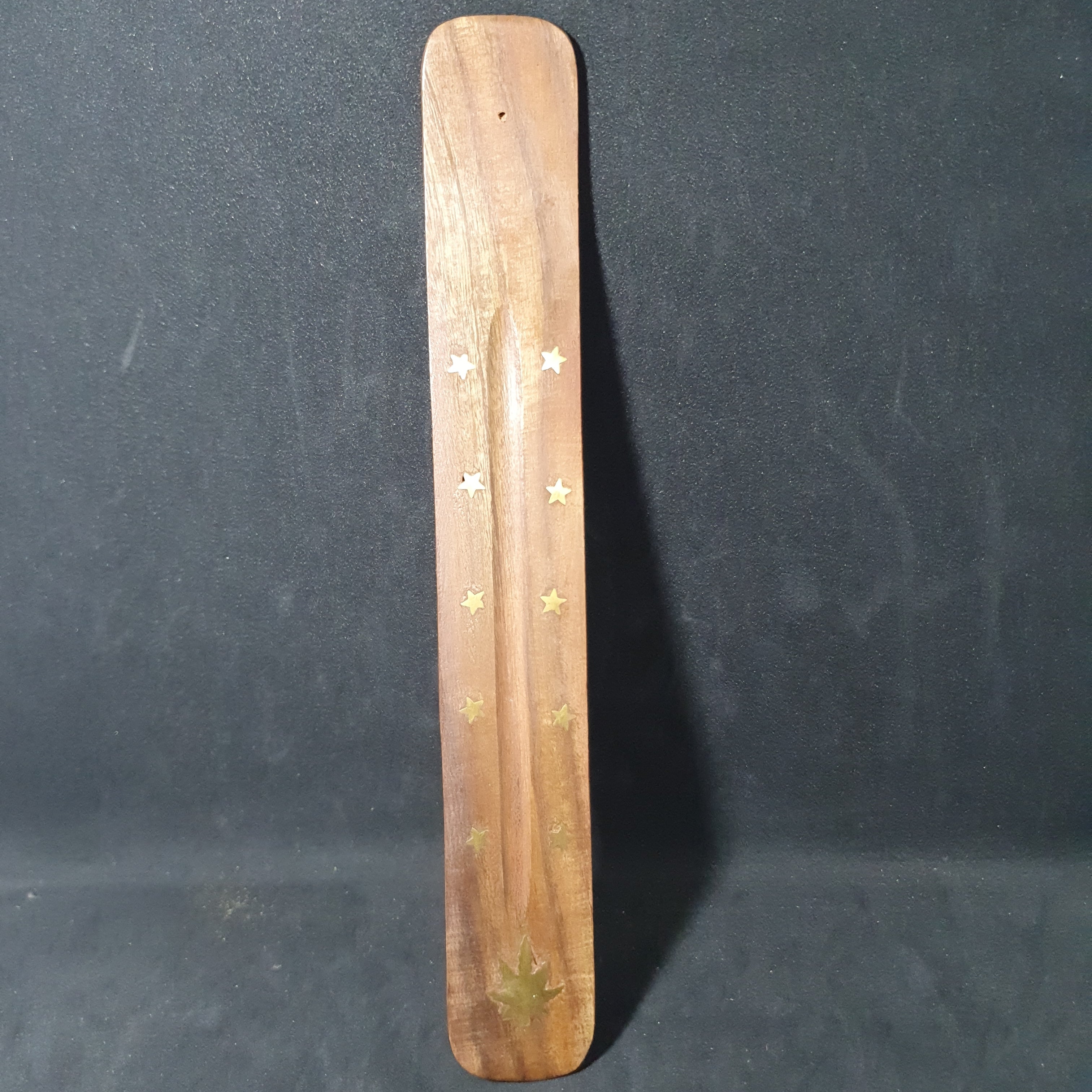 Simple Wooden Incense Holder with Brass Inlay