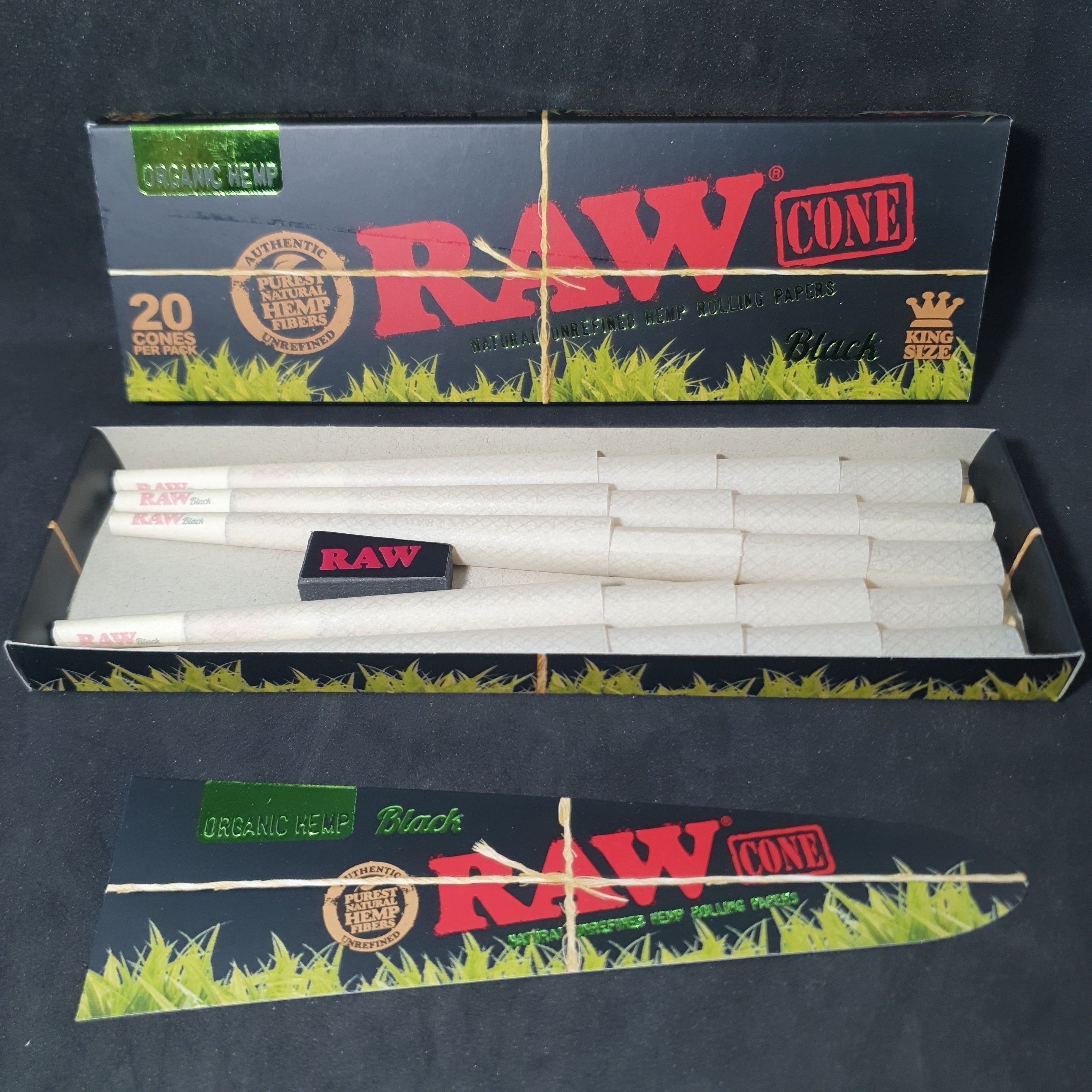 RAW Black Organic Kingsize Cones - 20 Pack